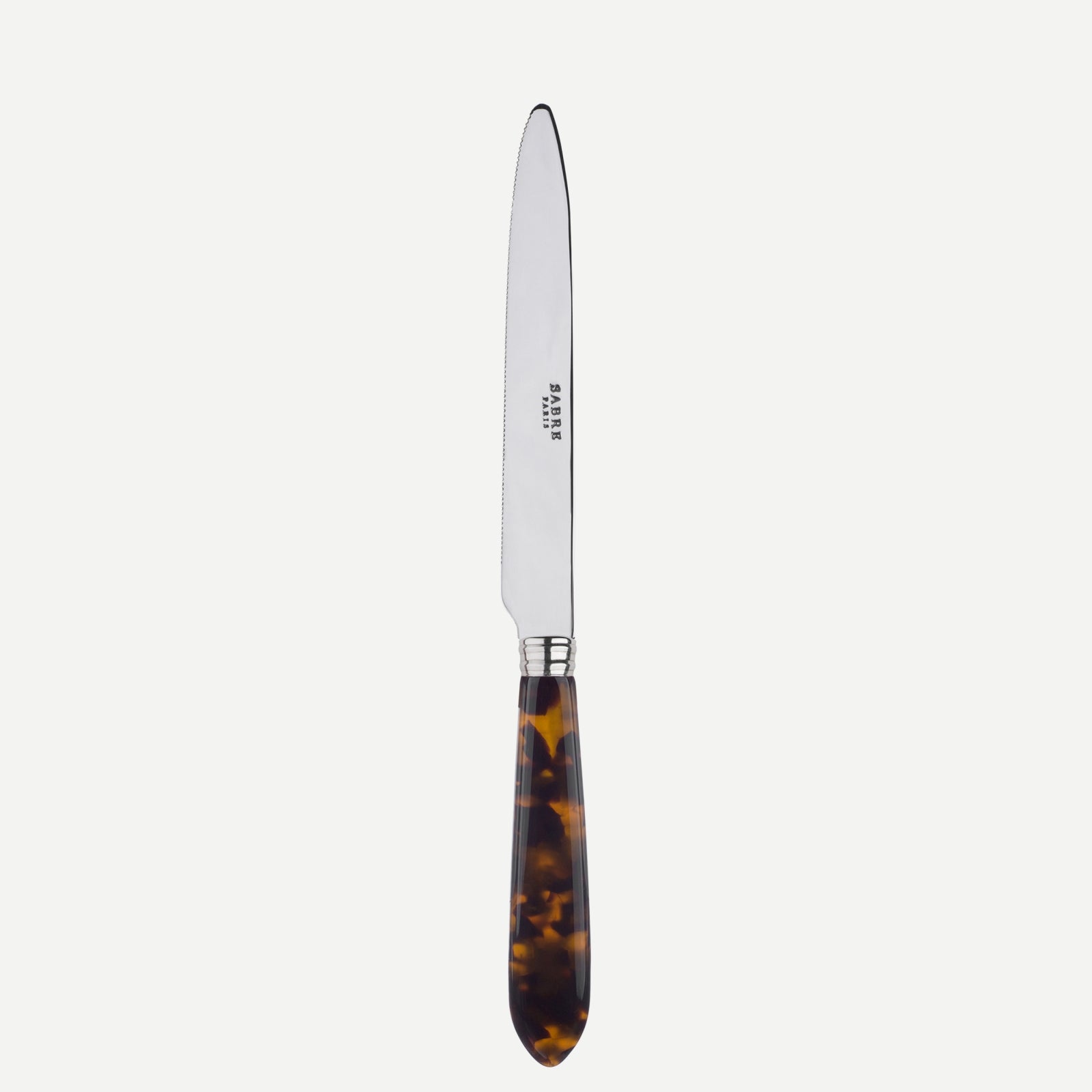 Tortoise, Faux Tortoise - Serrated dinner knife blade