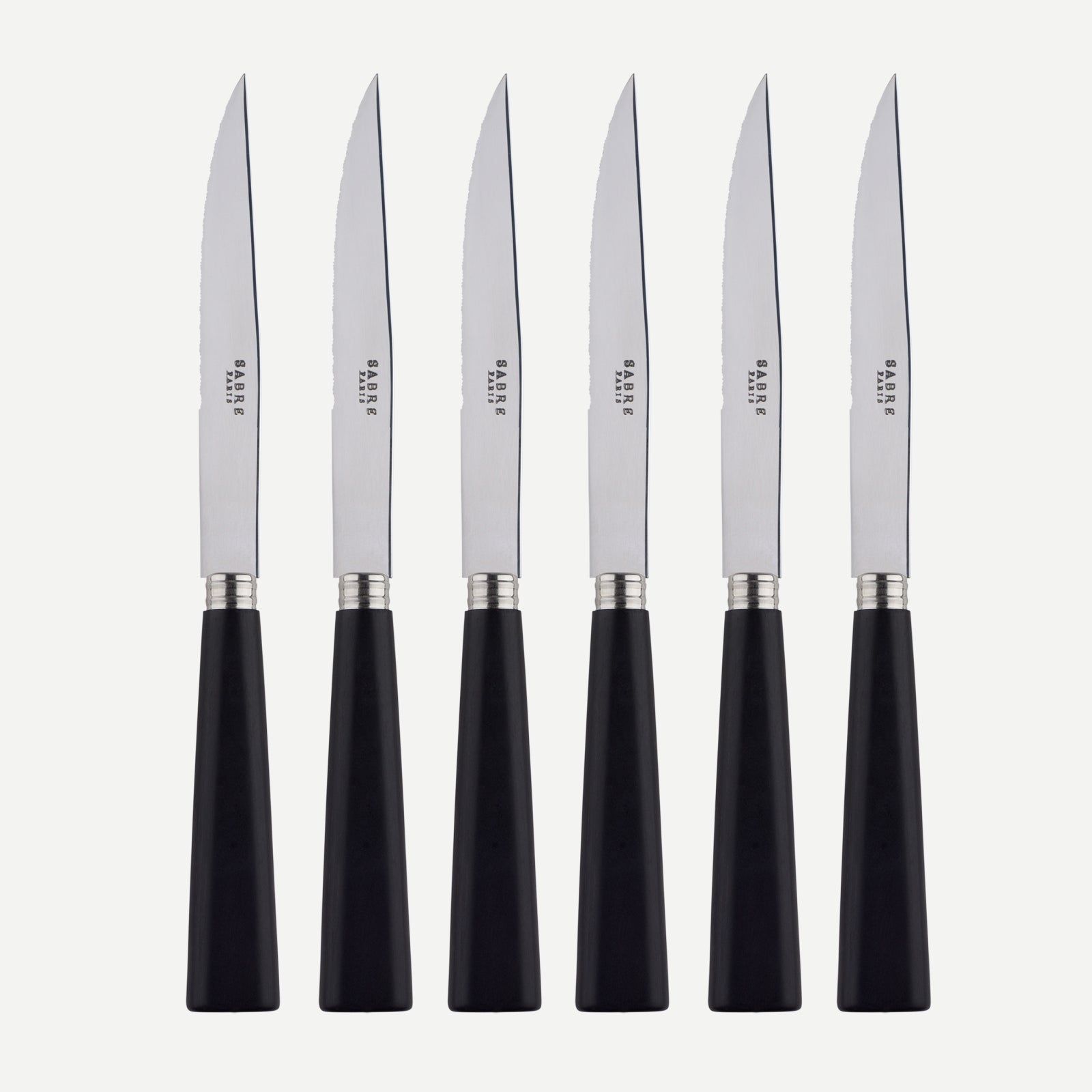 Nature, Black press wood - Set of 6 steak knives
