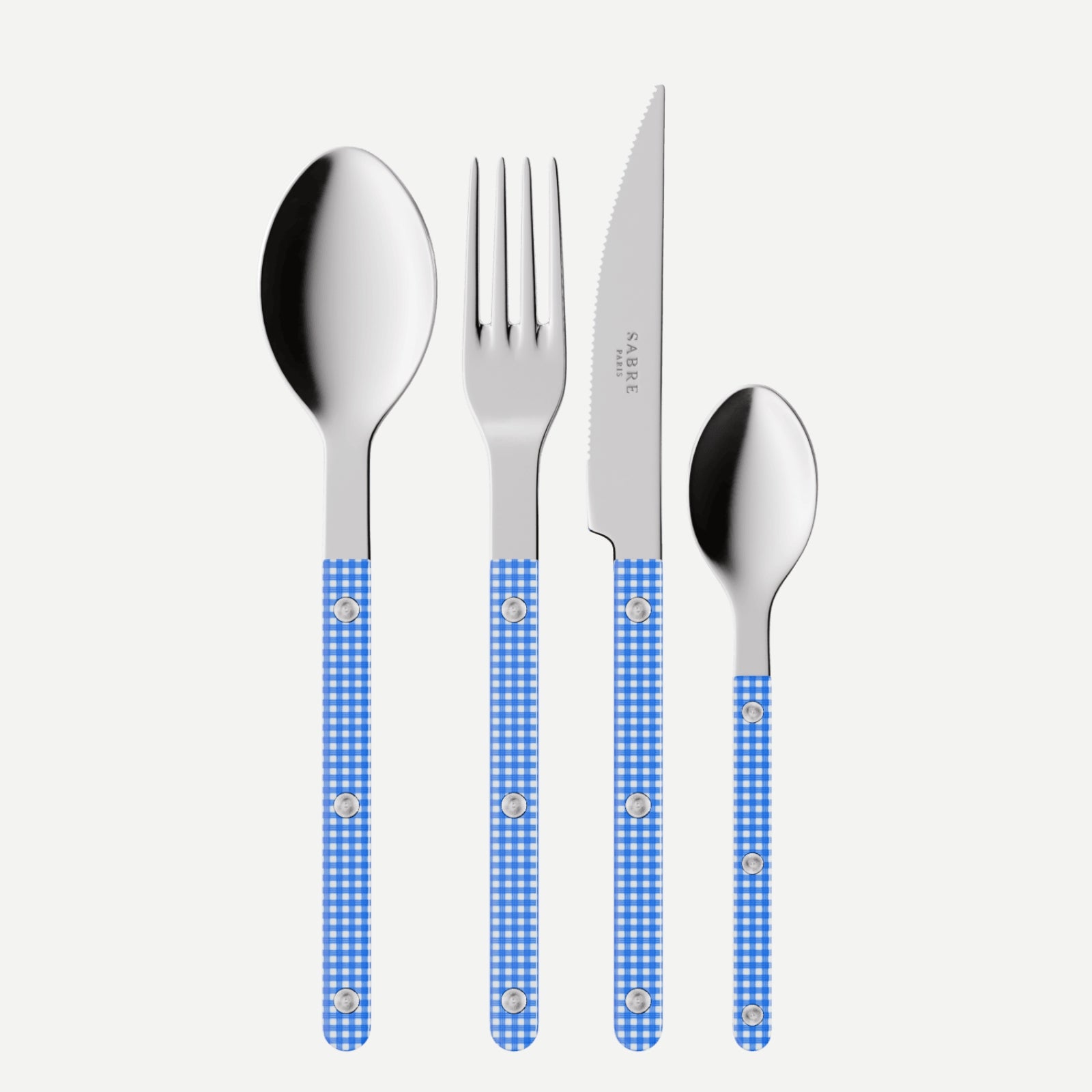 Bistrot Gingham, Bleu - Service de couverts 24 pièces