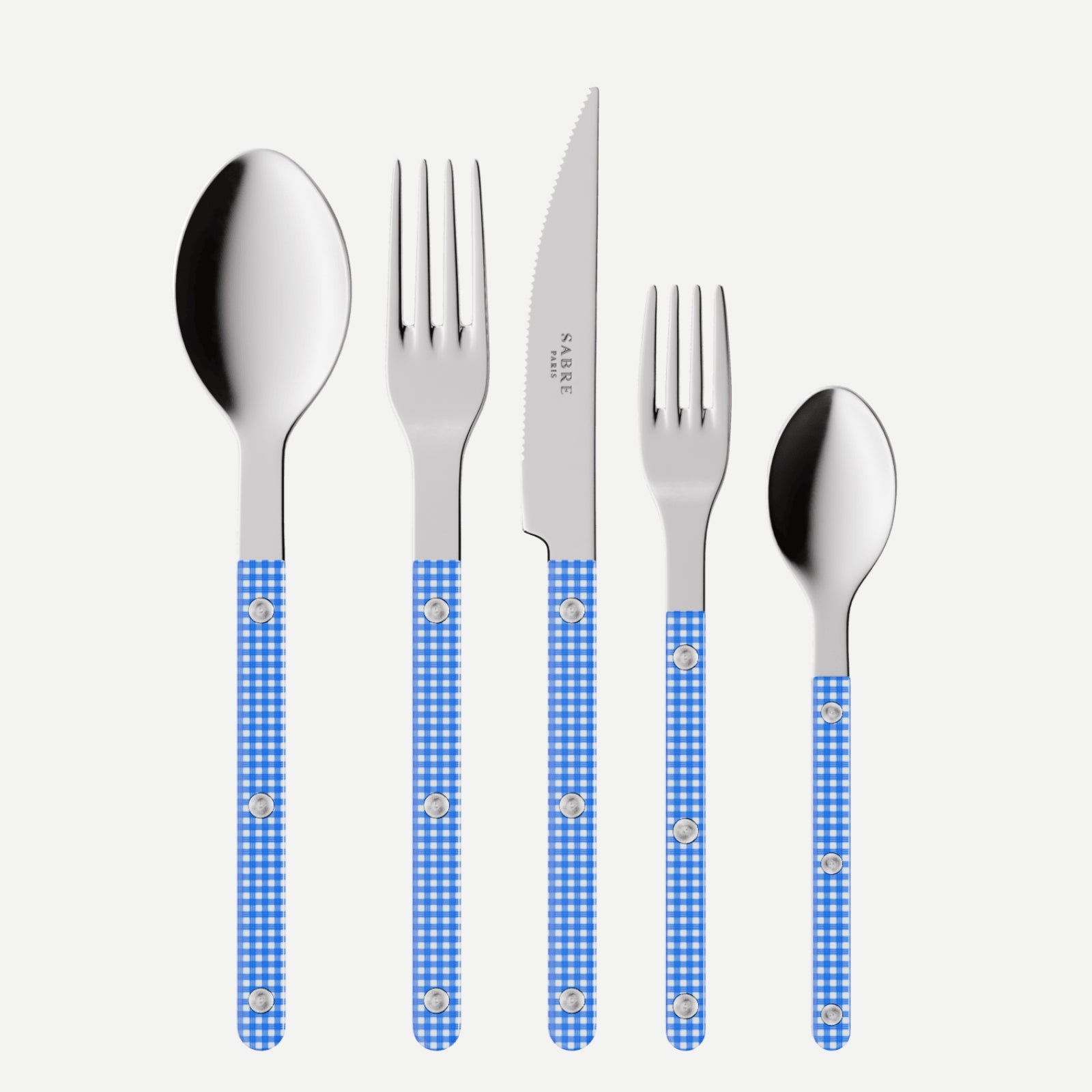 Bistrot Gingham, Bleu - Service de couverts 20 pièces