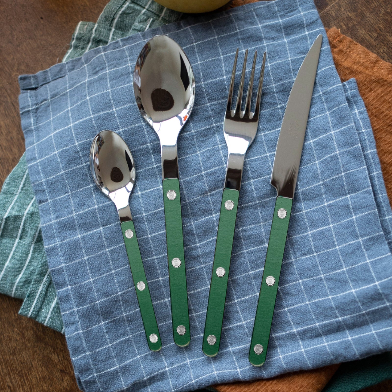 Bistrot Pearly, Dark green - 48 pieces cutlery set
