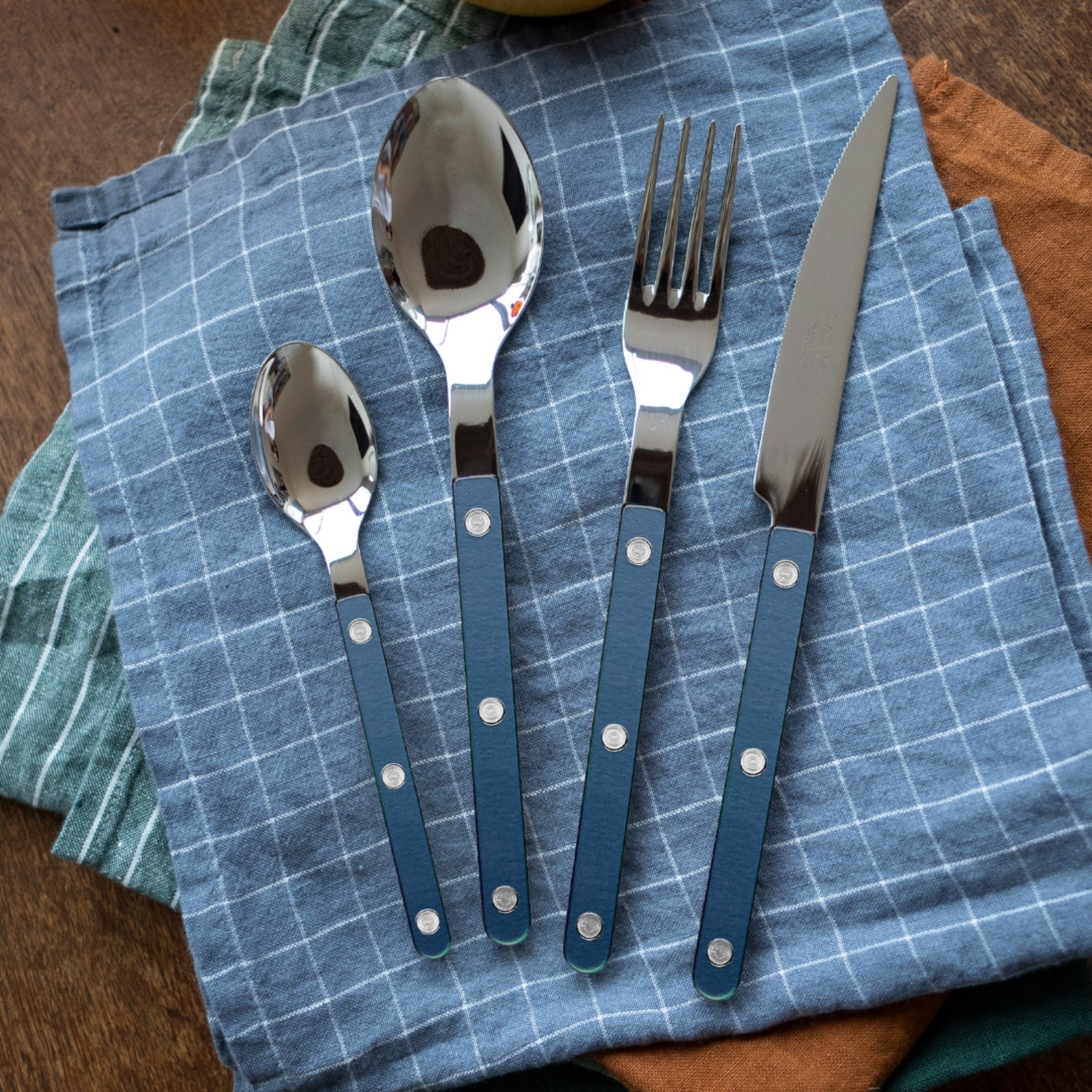 Bistrot Pearly, Steel blue - Box of 4 pieces cutlery set