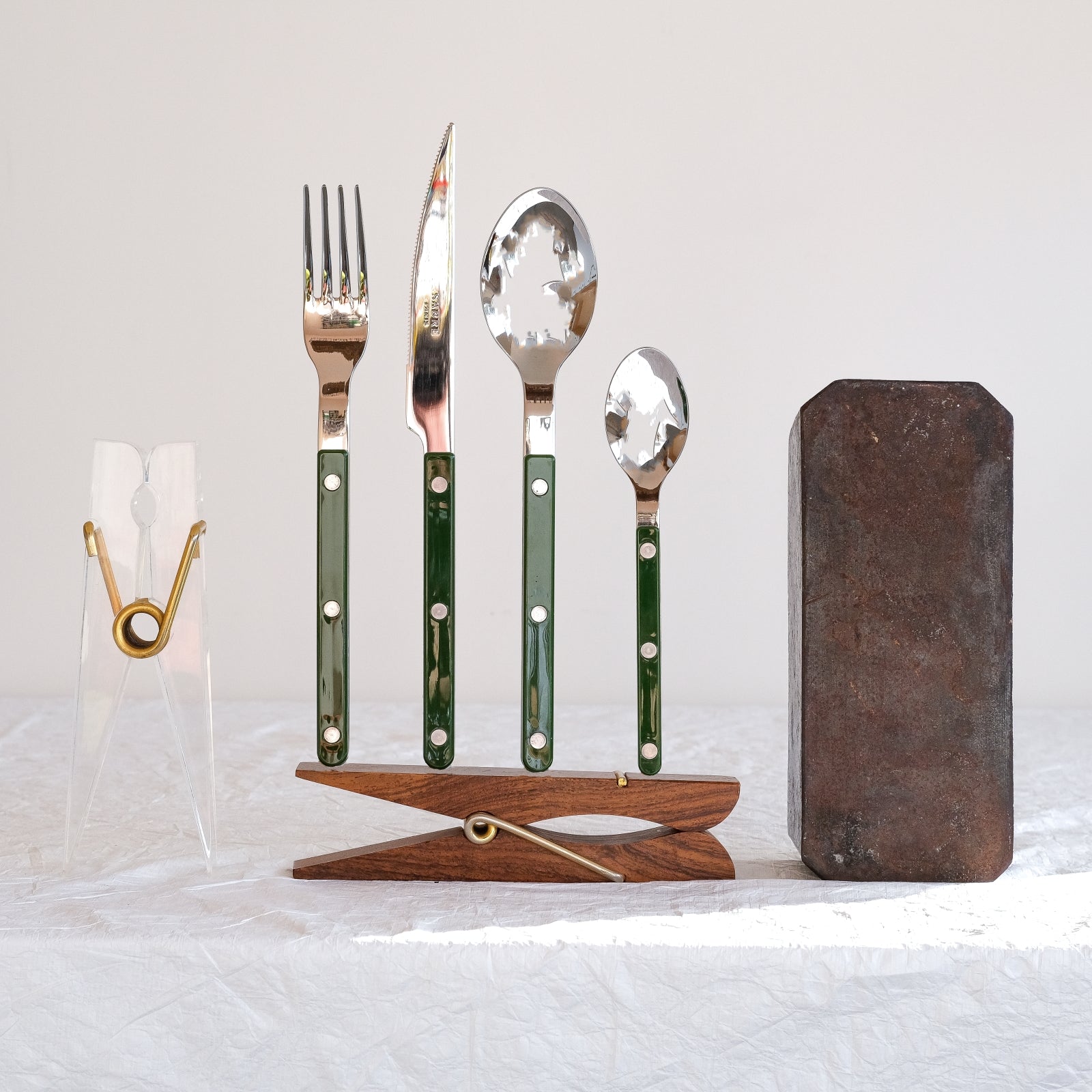 Cuillère à café solide verte