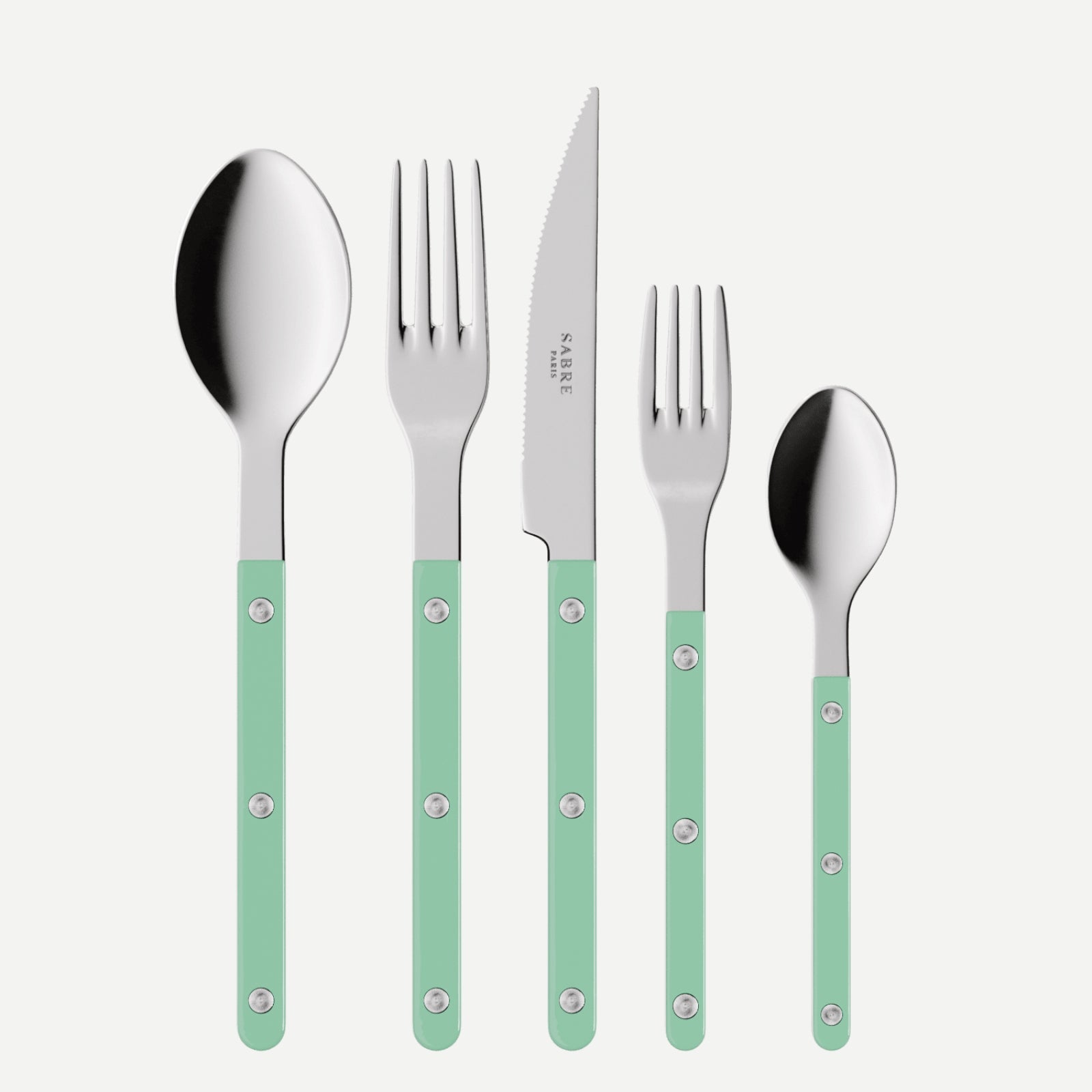 Bistrot Solid, Pastel green - 5 pieces cutlery set