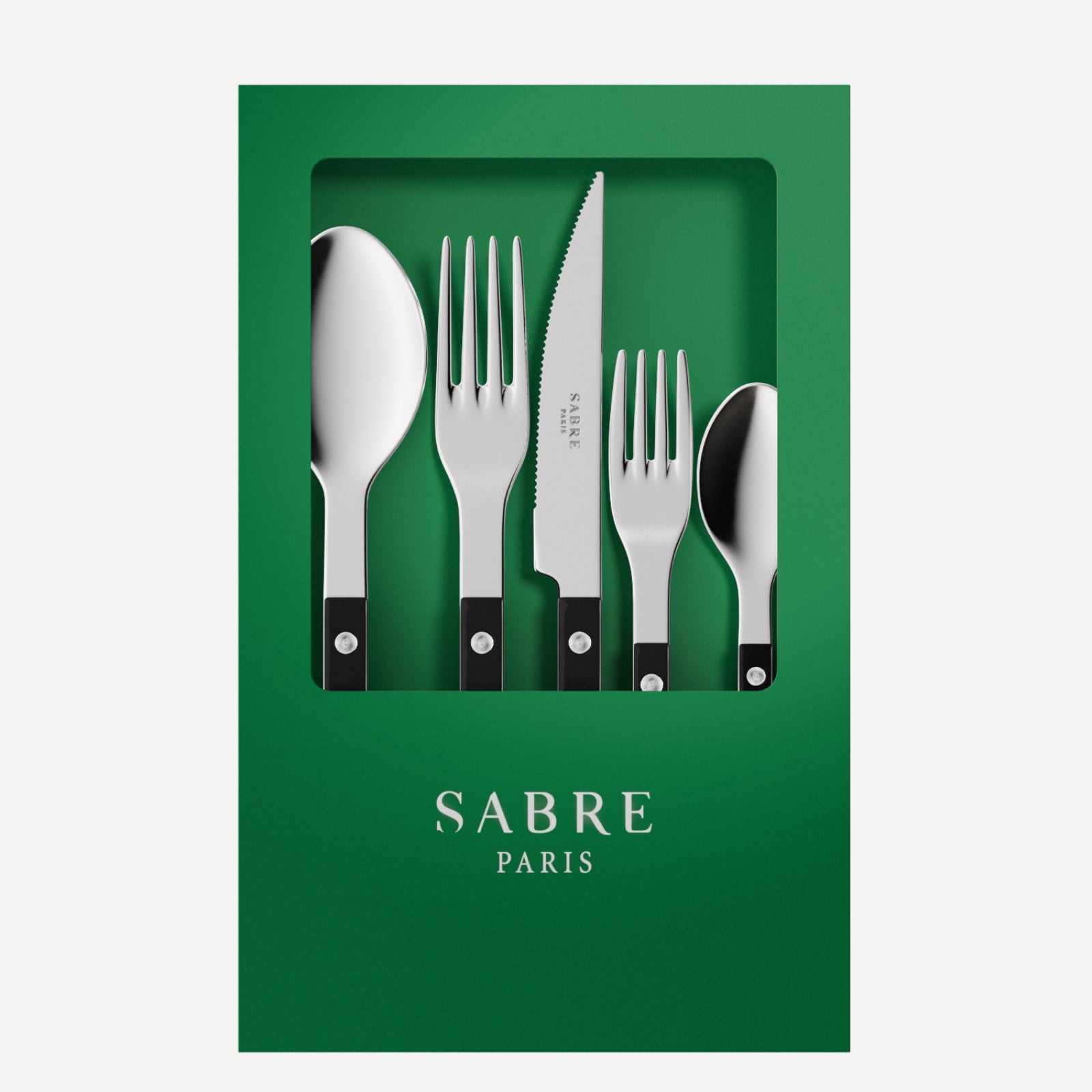 Bistrot Solid, Black - Box of 5 pieces cutlery set