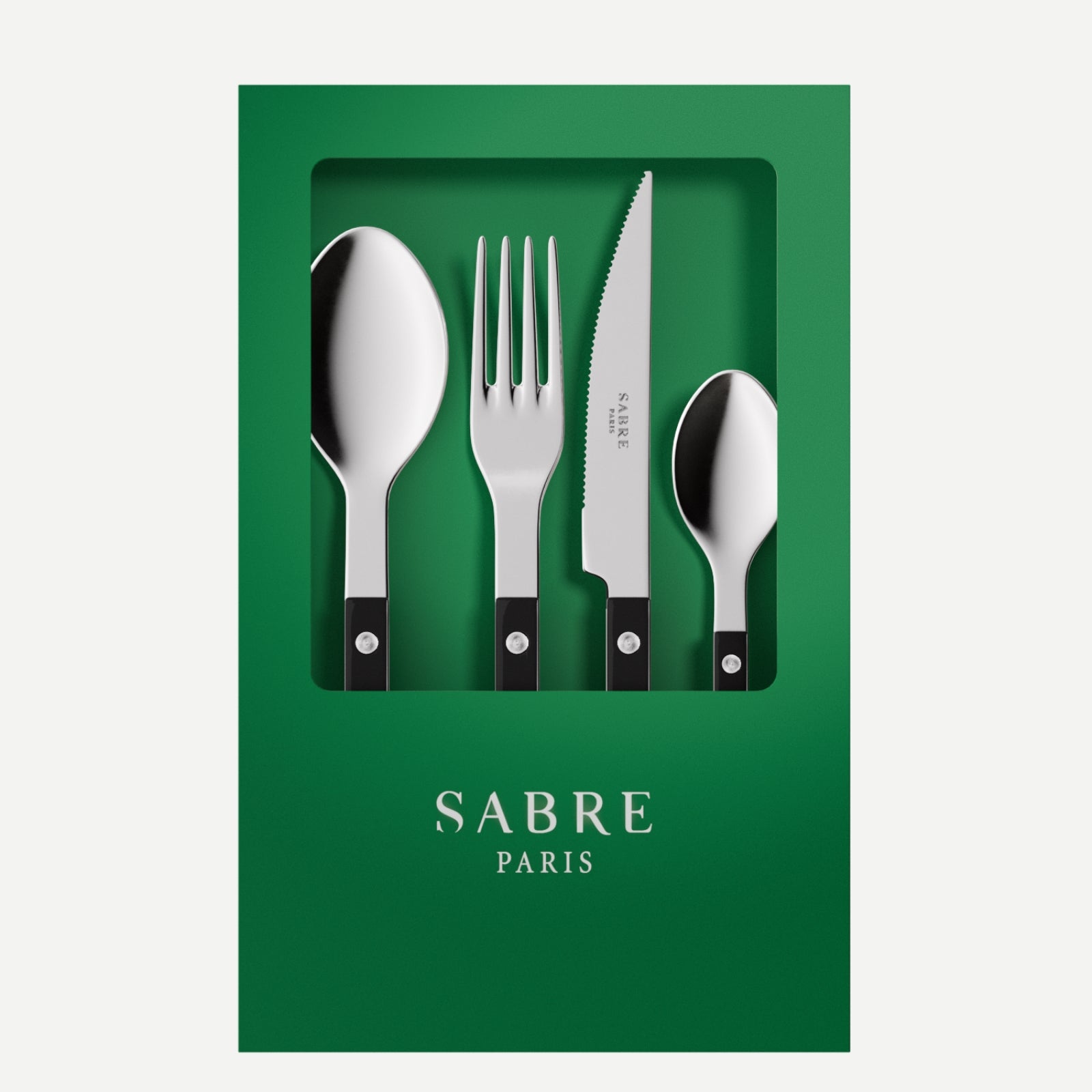 Bistrot Solid, Noir - Coffret de 4 couverts