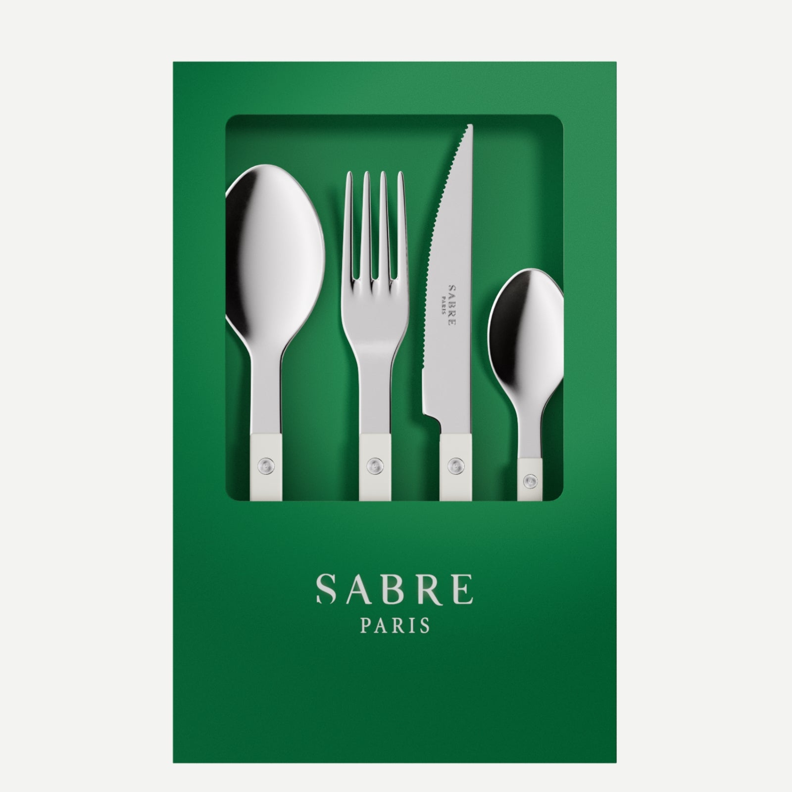 Bistrot Solid, White - Box of 4 pieces cutlery set