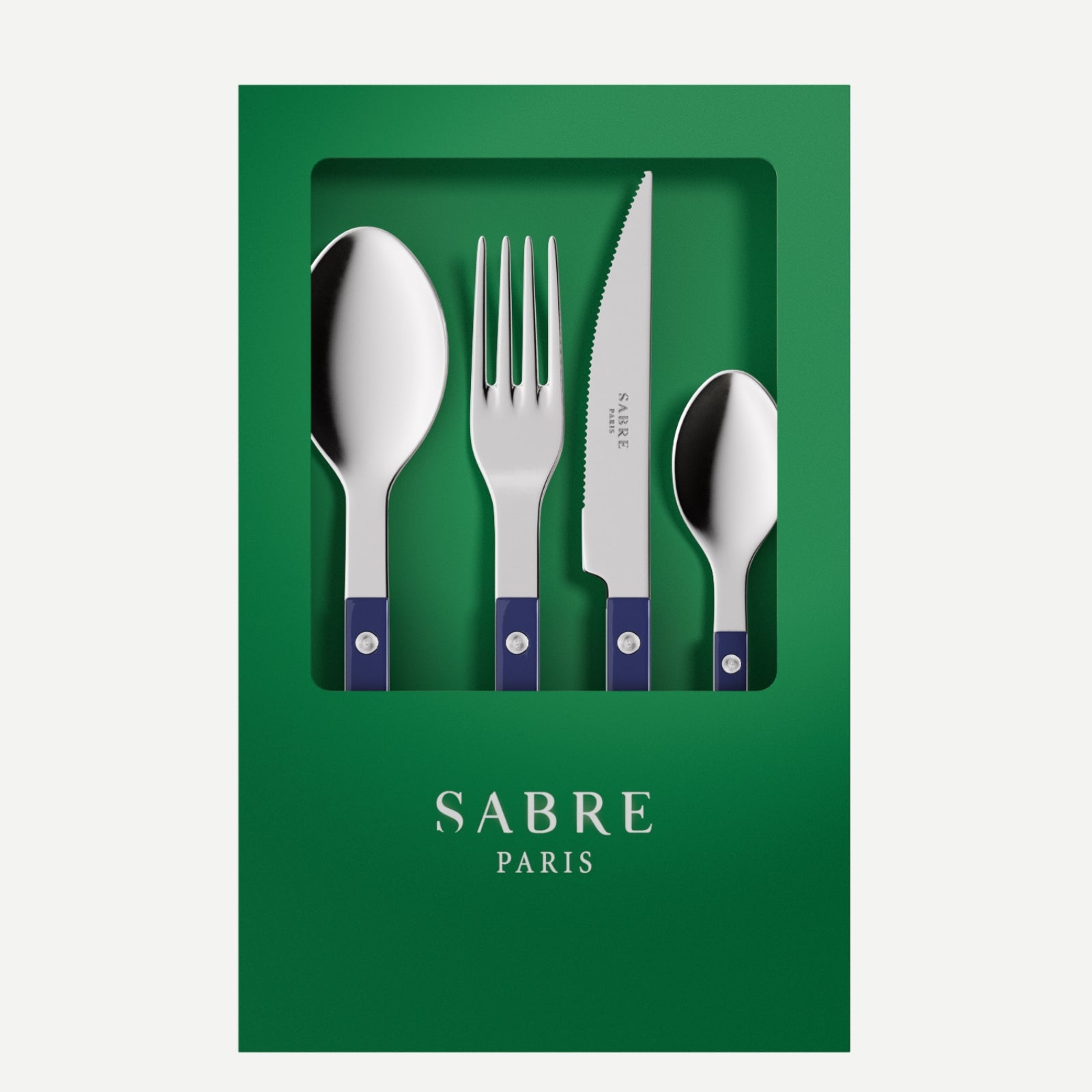 Bistrot Solid, bleu marine - Coffret de 4 couverts