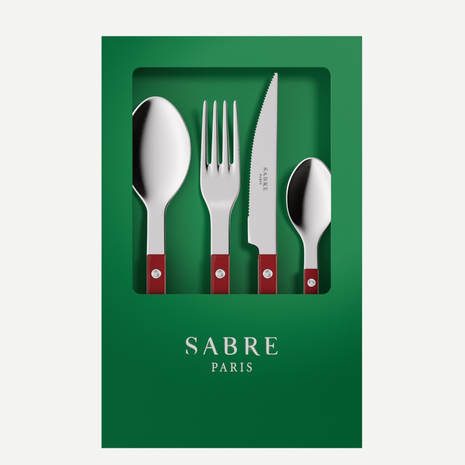 Bistrot Solid, Burgundy - Box of 4 pieces cutlery set - Sabre US