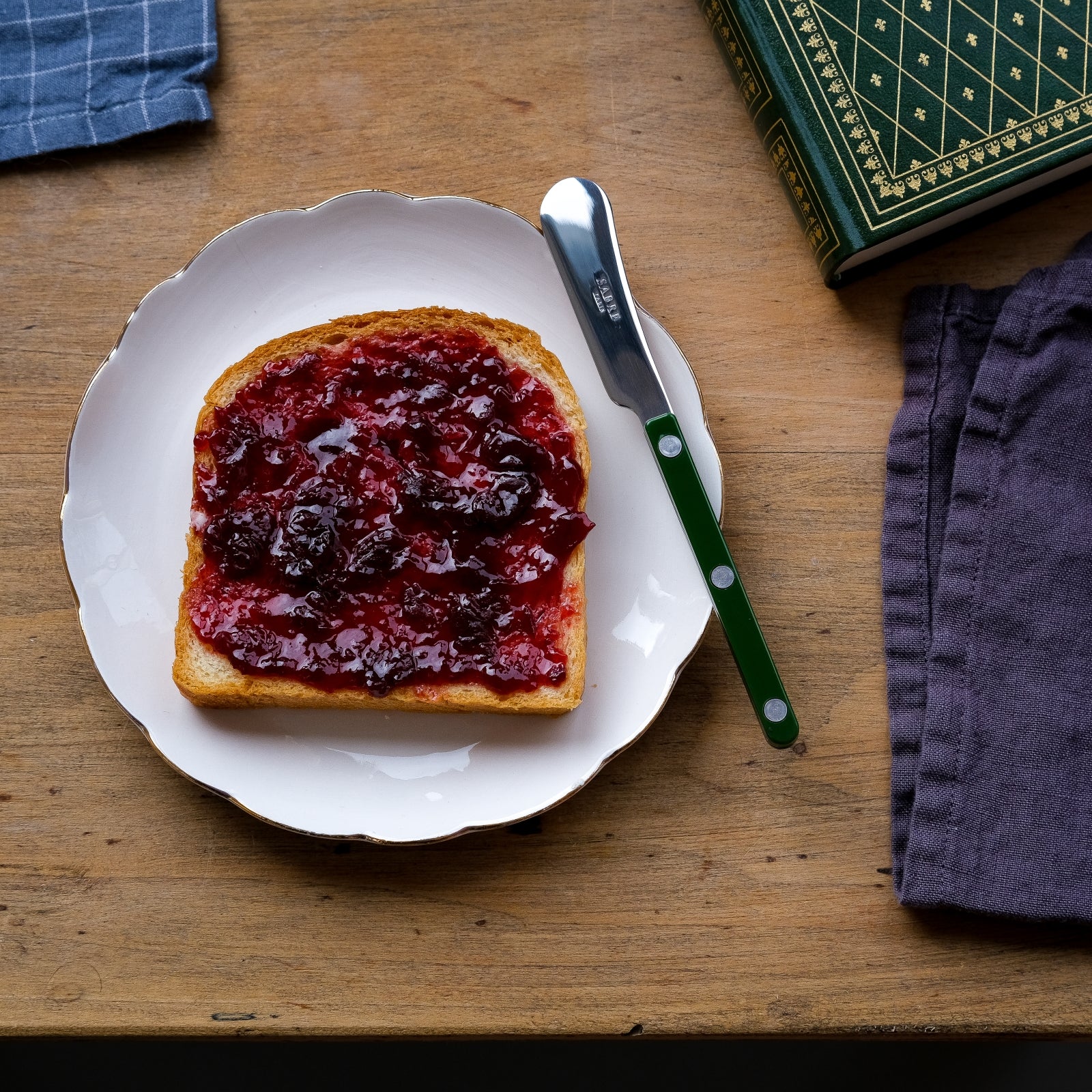 Bistrot Solid, Vert - Boîte de 4 tartineurs à beurre