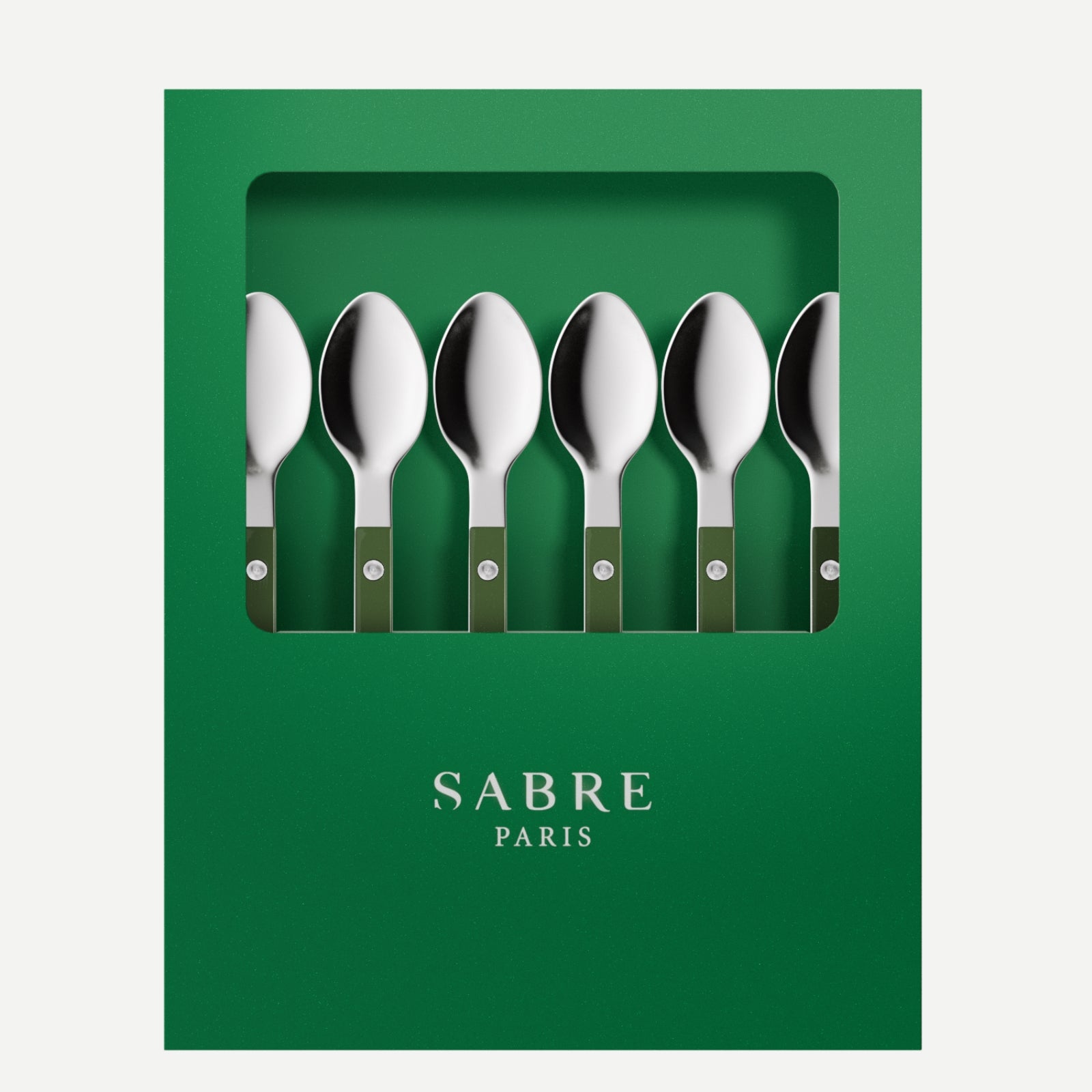 Bistrot Solid, Green - Box of 6 espresso spoons