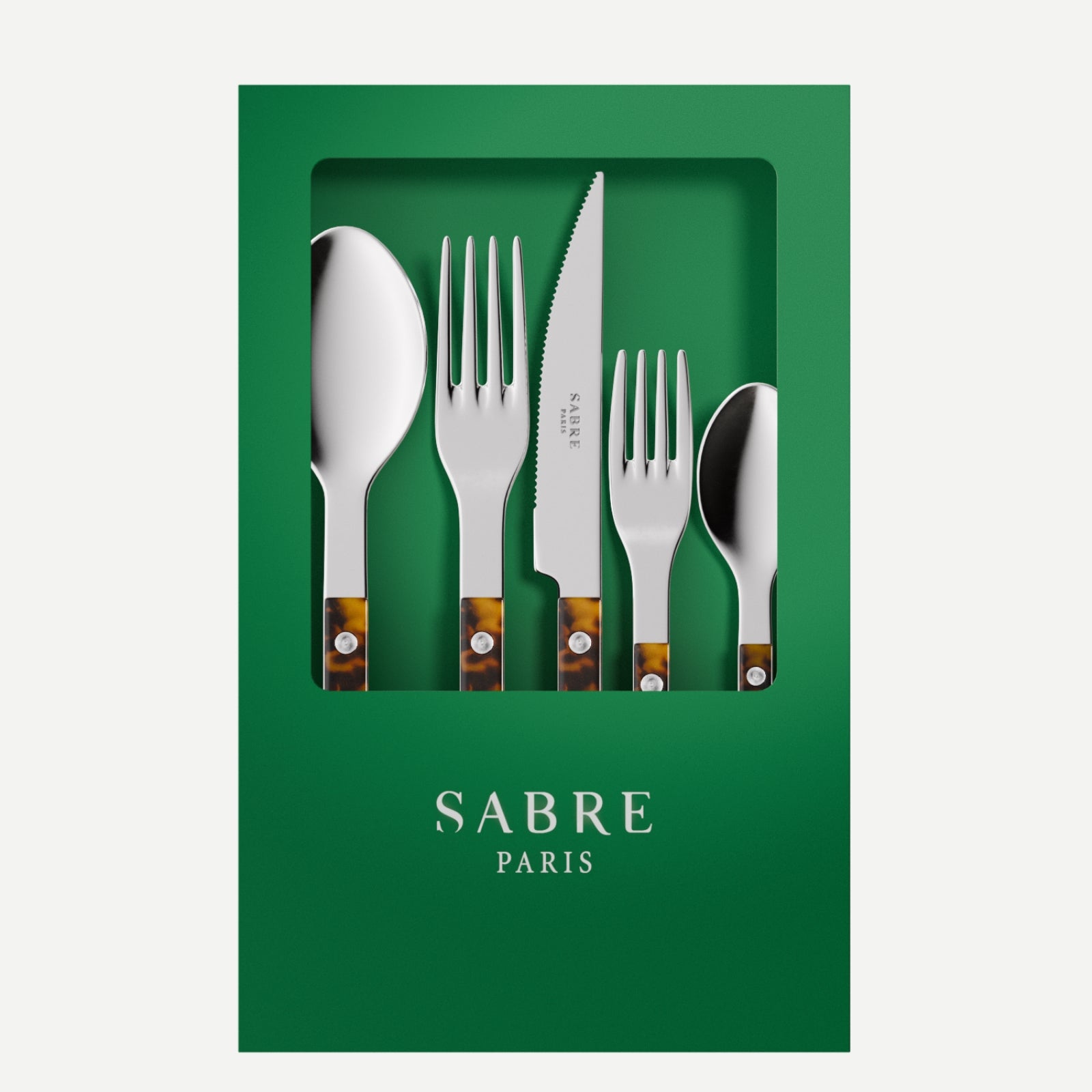 Bistrot Tortoise, Faux Tortoise - Box of 5 pieces cutlery set