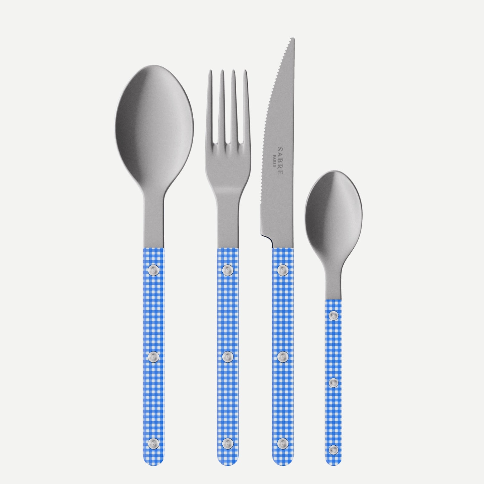 Bistrot Vintage Gingham, Blue - 4 pieces cutlery set