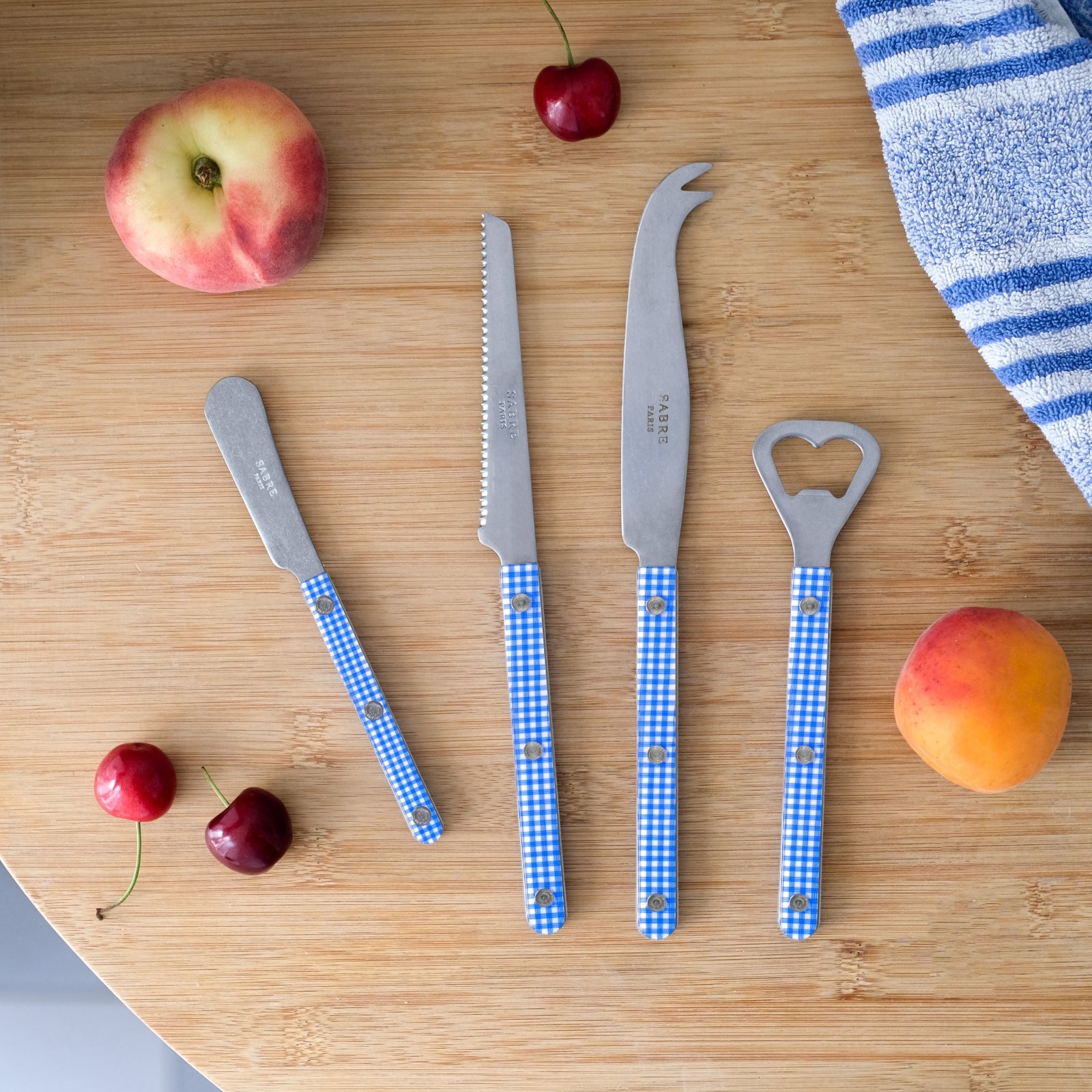 Bistrot Vintage Gingham, Blue - Bistrot aperitif set