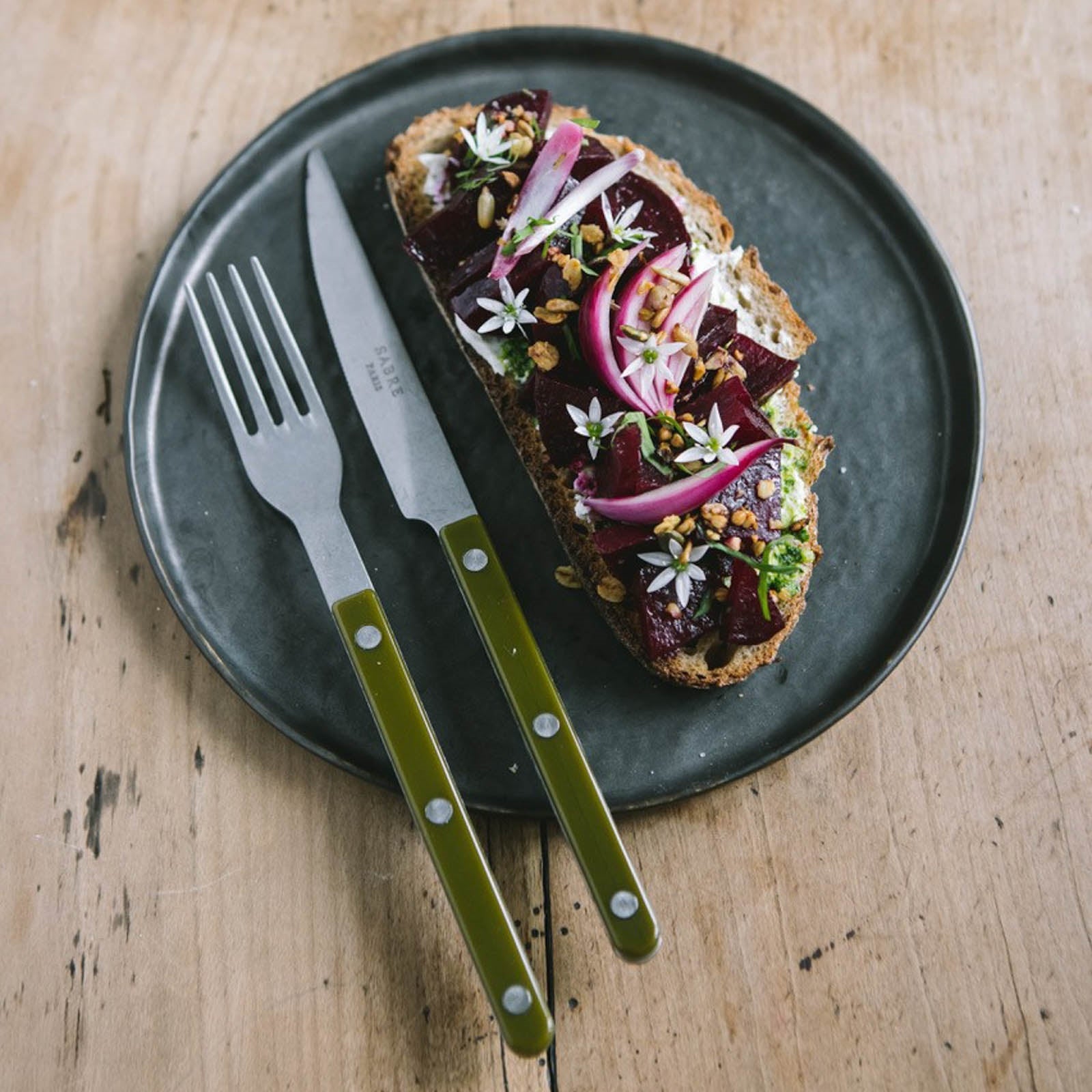 Fourchette de table Bistrot Vintage Solid, motif fougère verte