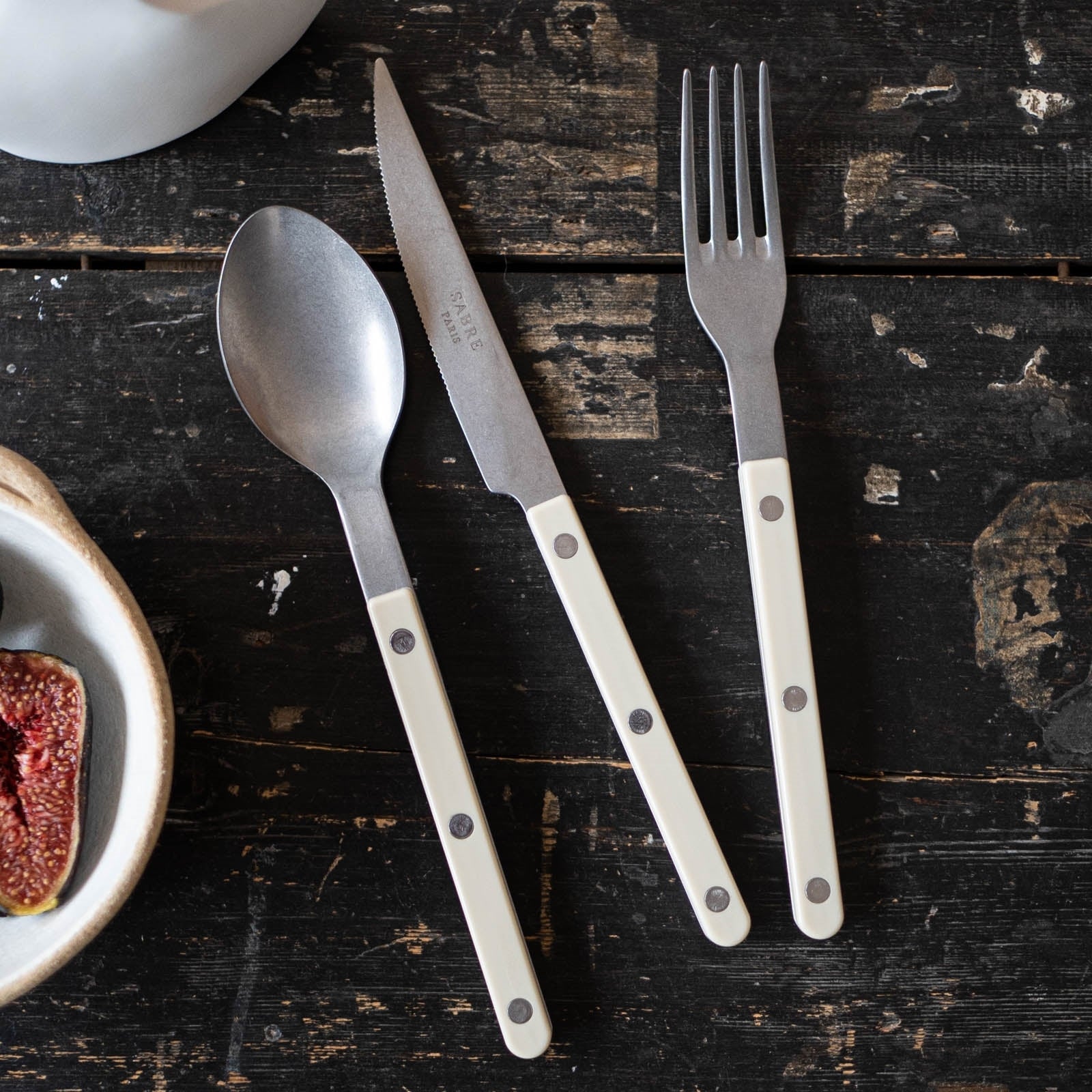 Bistrot Vintage Solid, Ivory - 48 pieces cutlery set