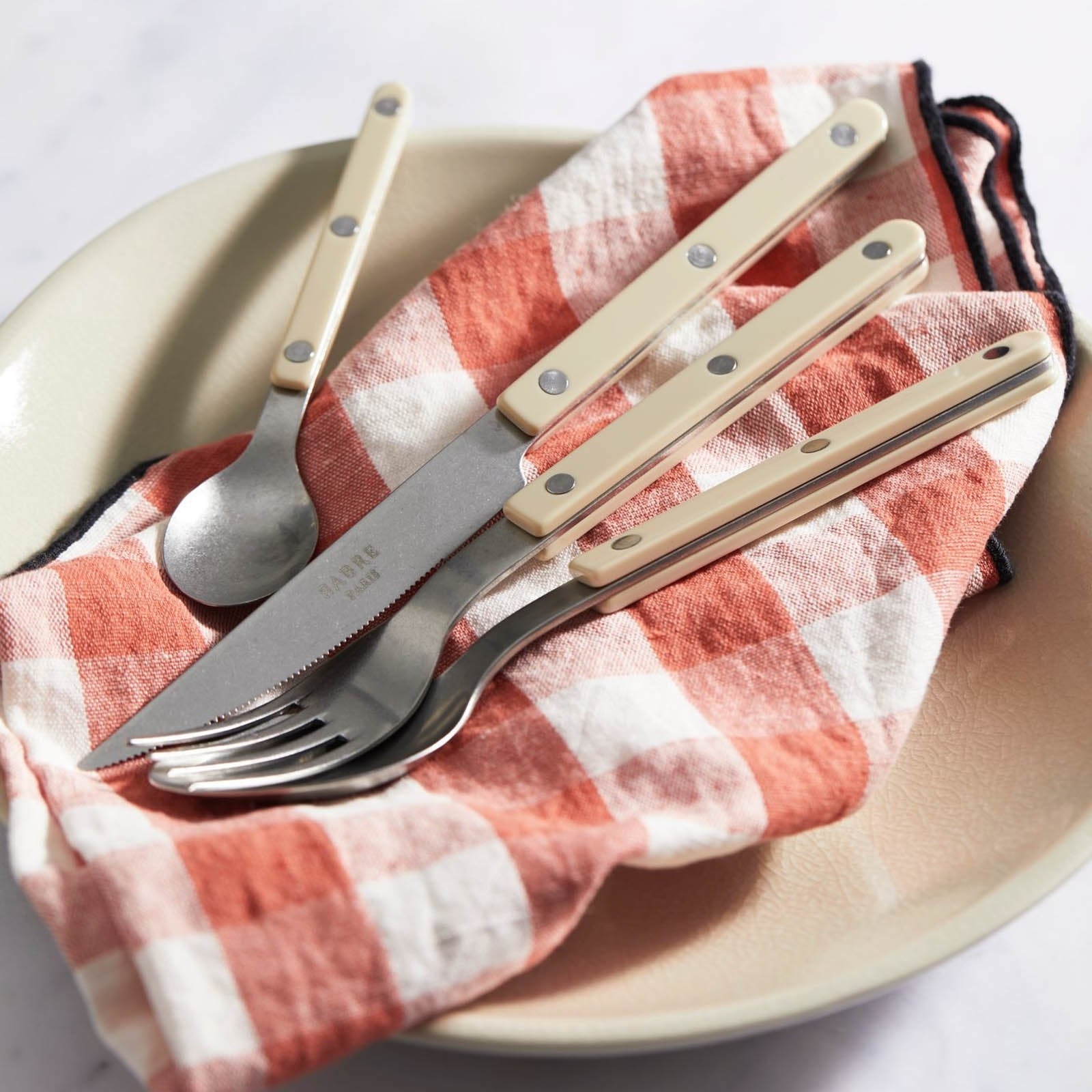 Bistrot Vintage Solid, Light kaki - 48 pieces cutlery set