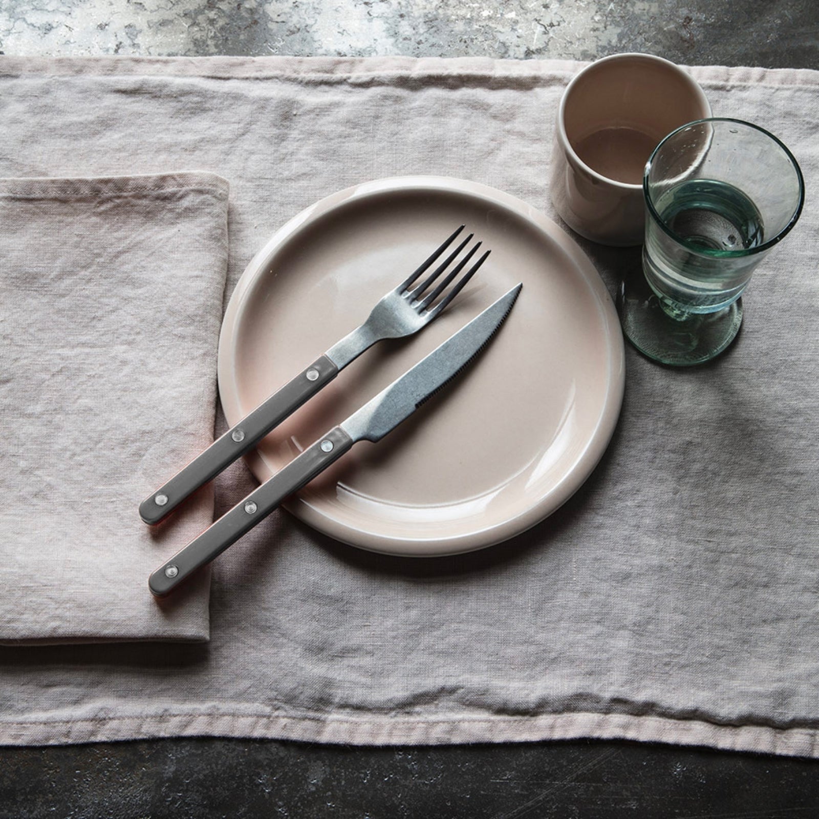 Bistrot Vintage Solid, Dark grey - 48 pieces cutlery set