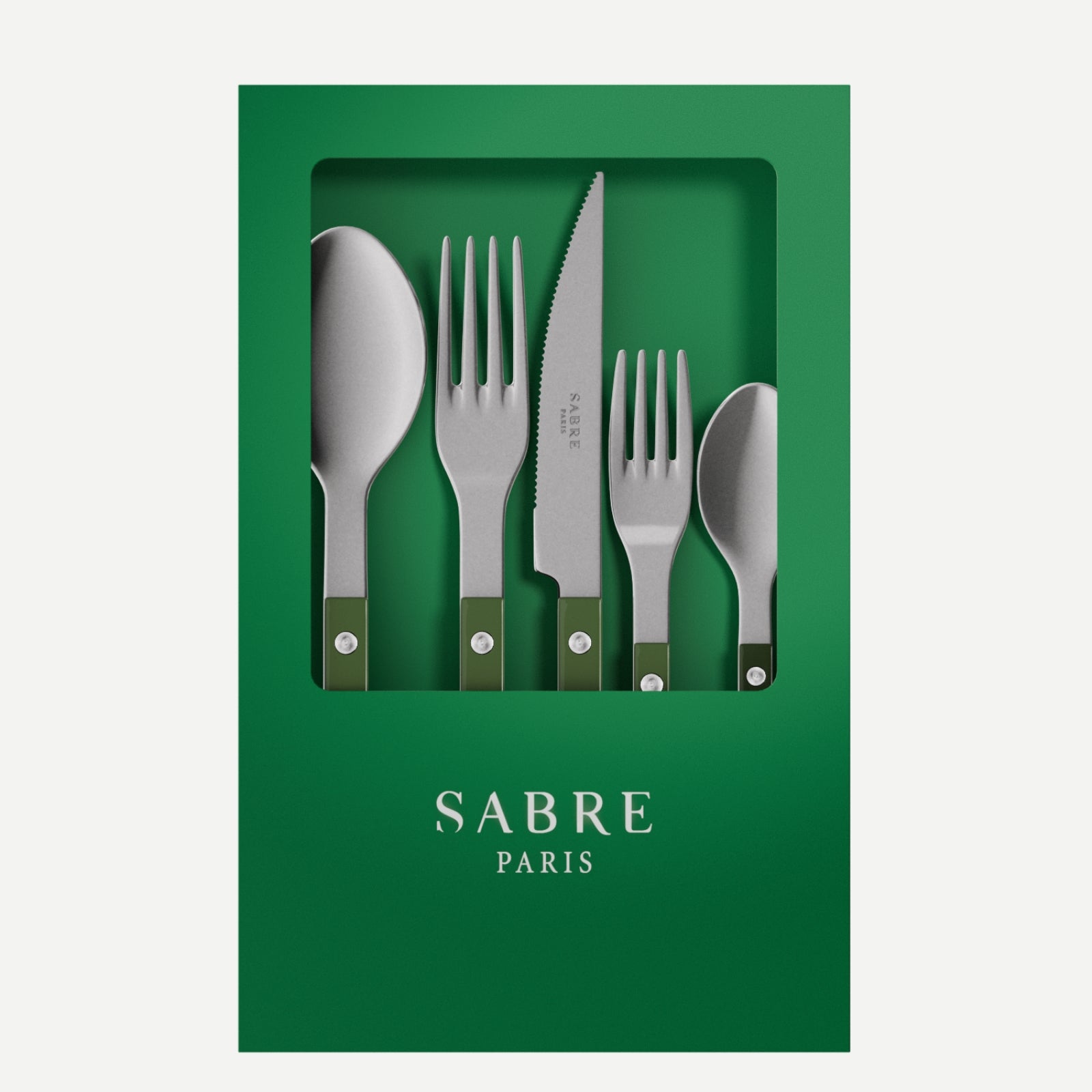 Bistrot Vintage Solid, Vert - Coffret de 5 couverts