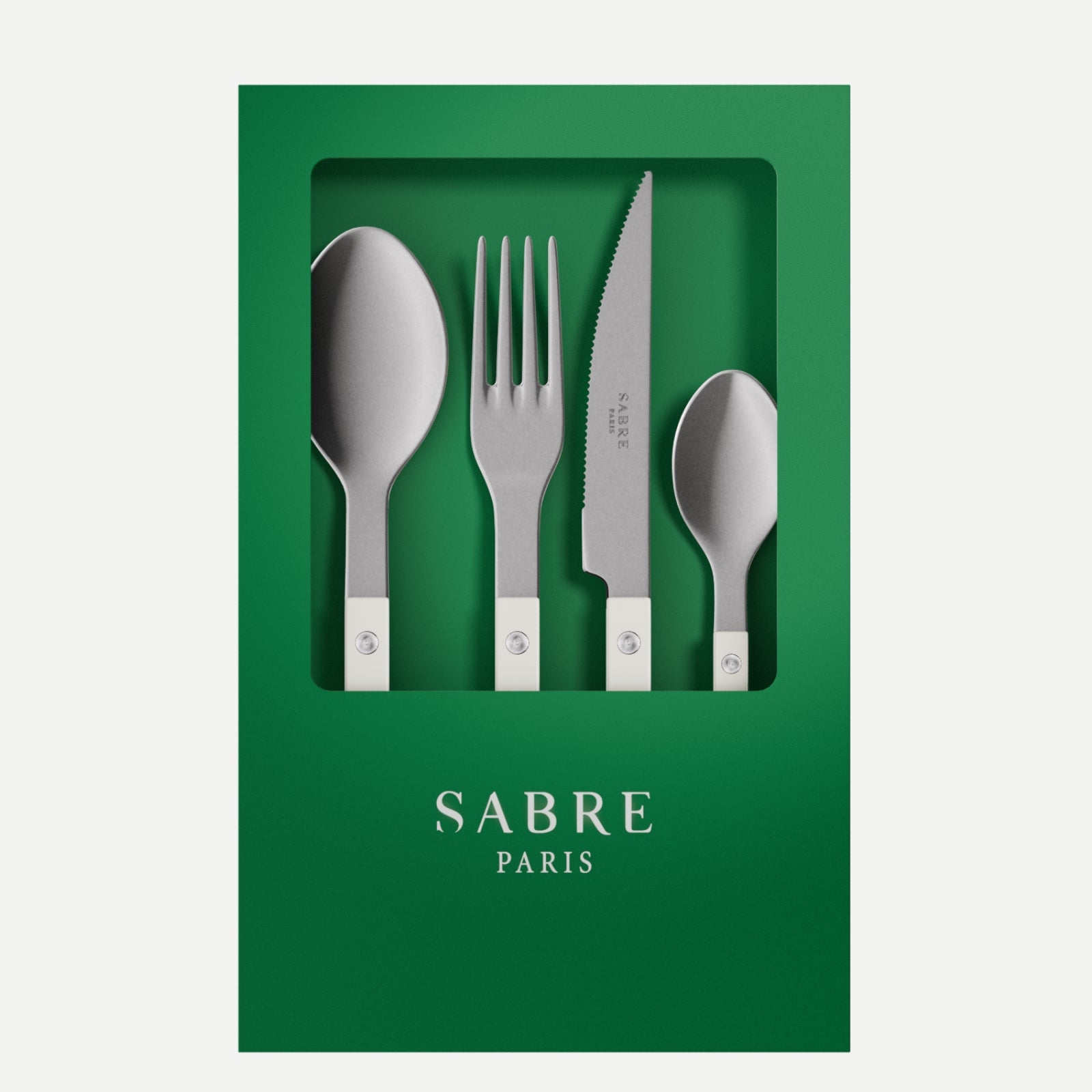 Bistrot Vintage Solid, White - Box of 4 pieces cutlery set