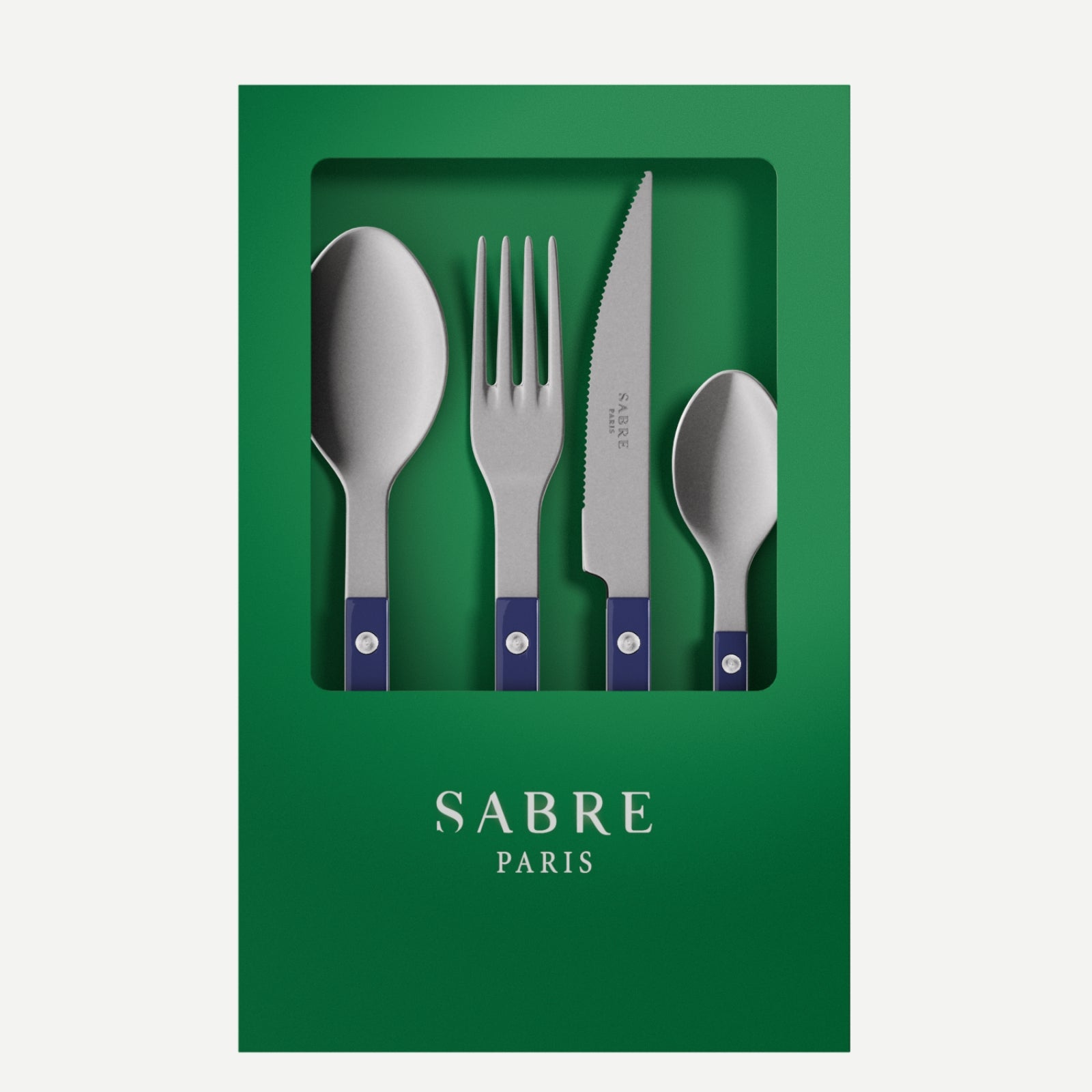 Bistrot Vintage Solid, Navy blue - Box of 4 pieces cutlery set