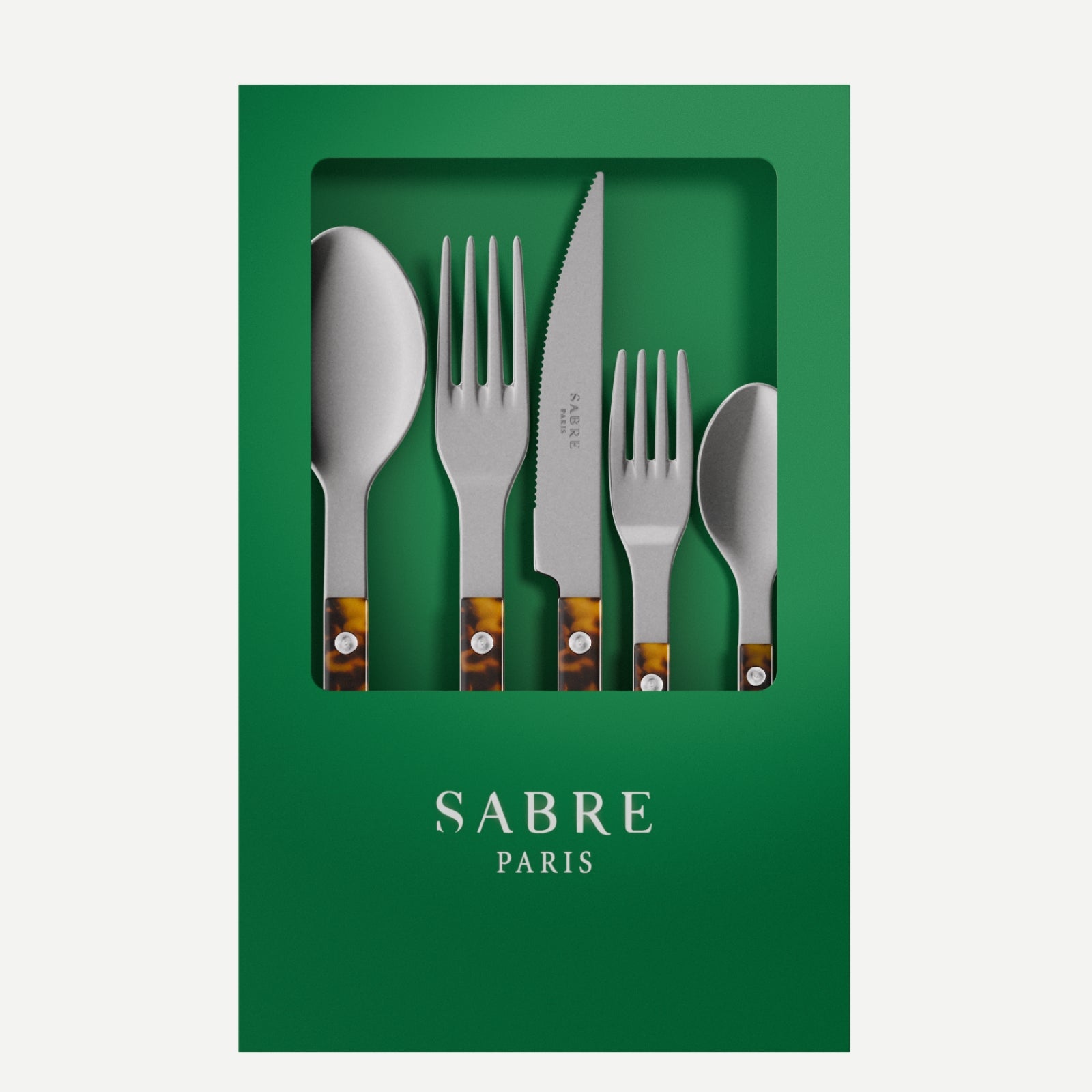 Bistrot Vintage Tortoise, Faux Tortoise - Box of 5 pieces cutlery set