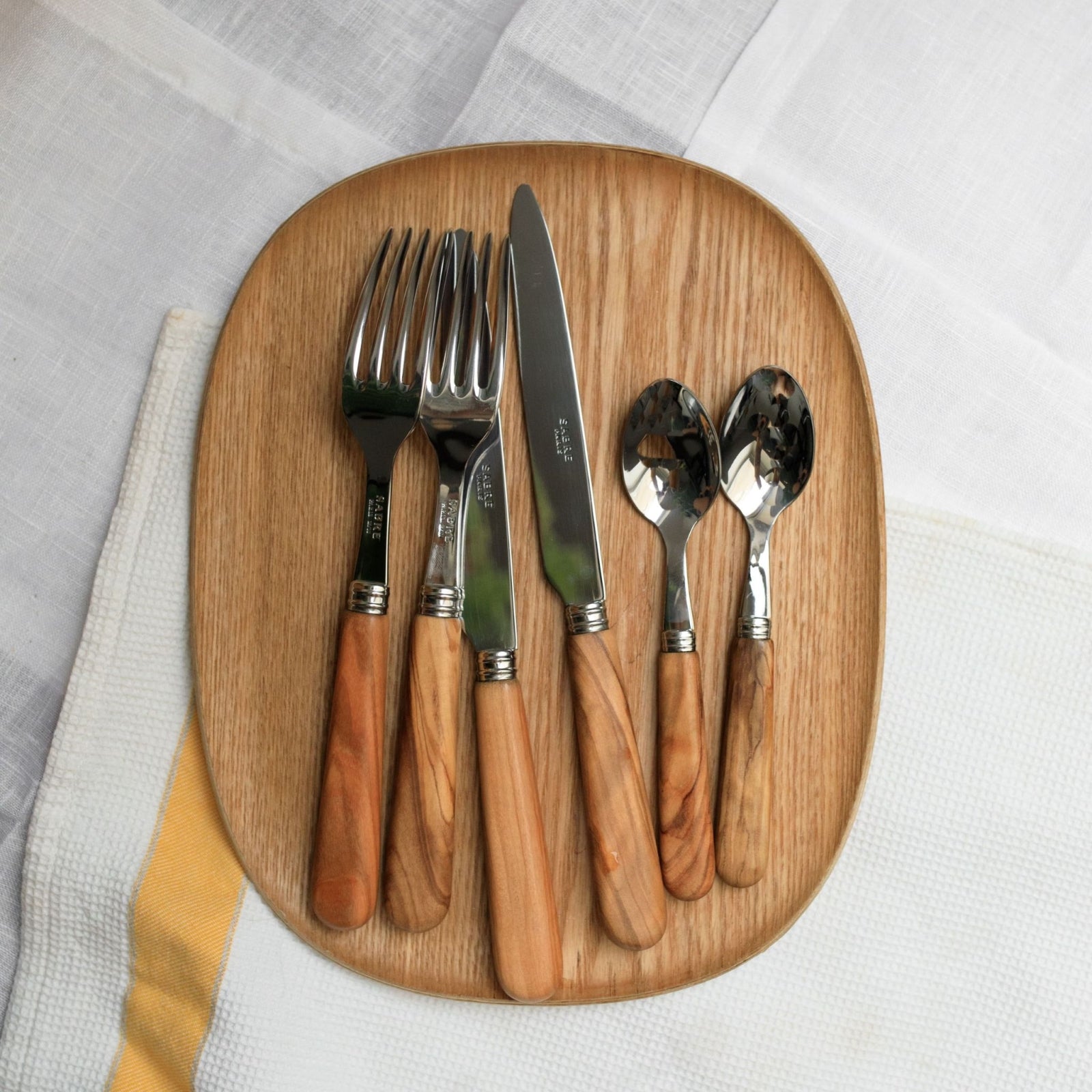 Lavandou, Olive tree wood - 5 pieces cutlery set