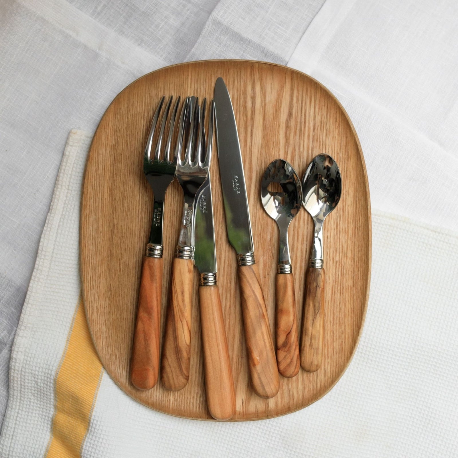 Lavandou, Olive tree wood - 20 pieces cutlery set
