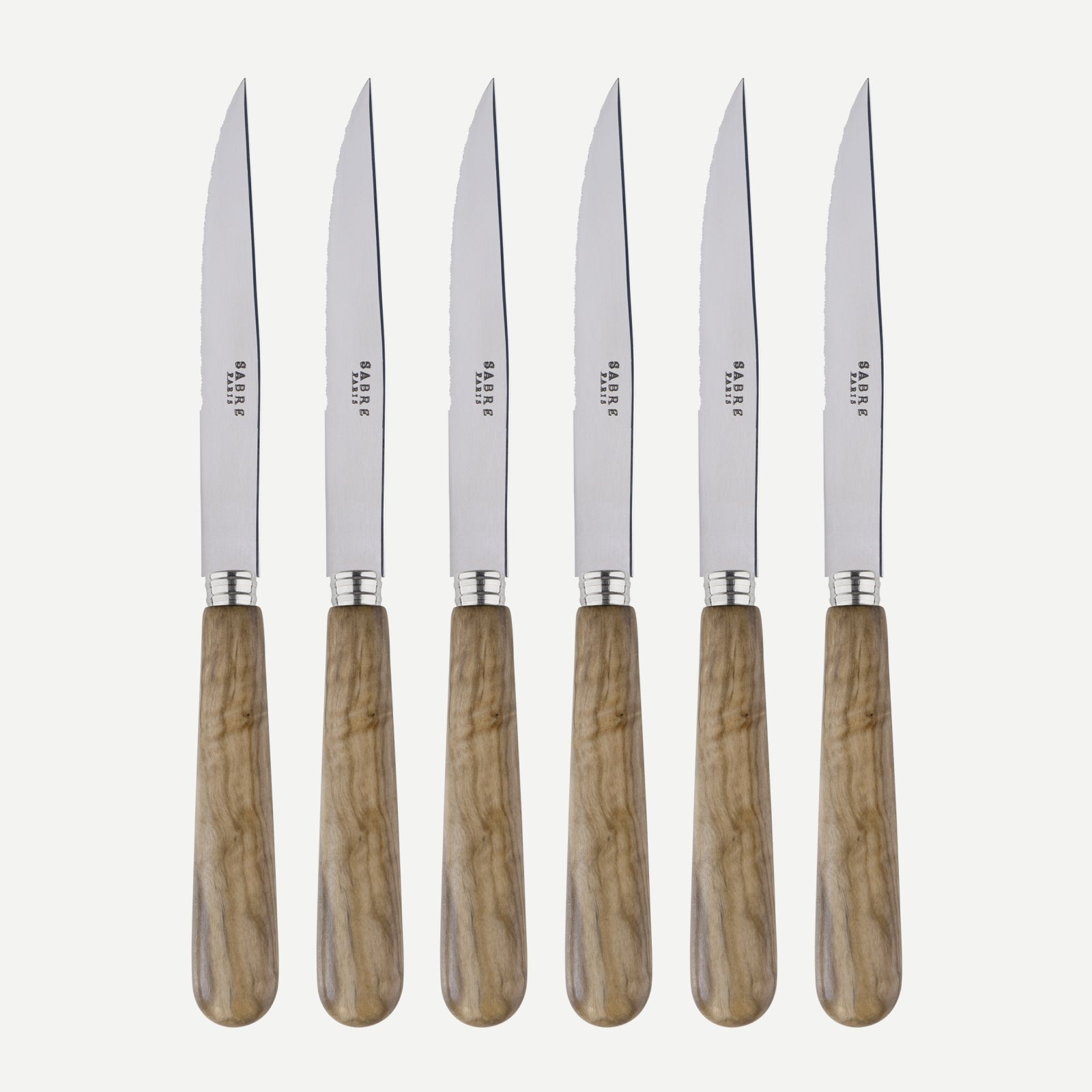 Lavandou, Olive tree wood - Set of 6 steak knives