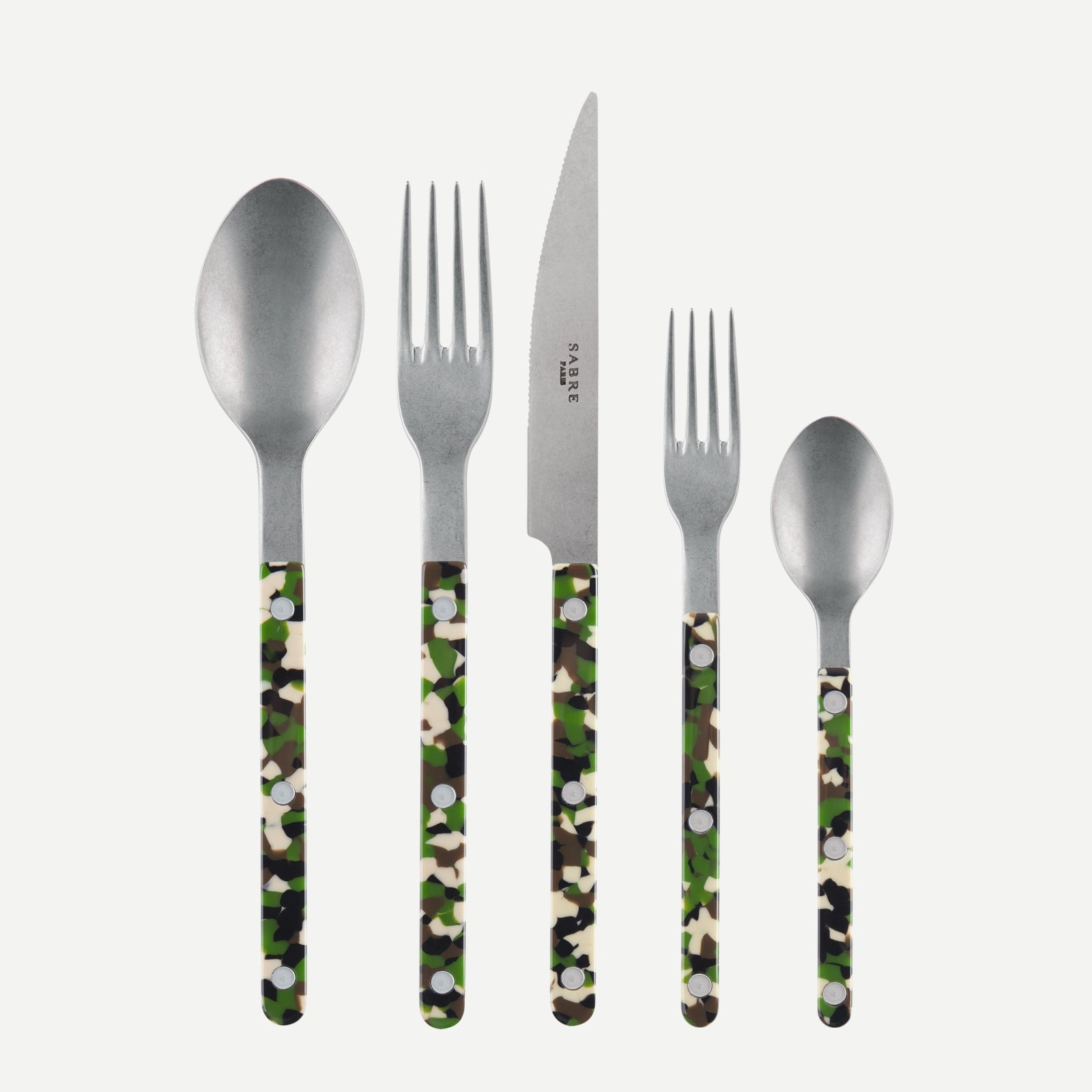 Bistrot Vintage Camouflage, Green - 5 pieces cutlery set