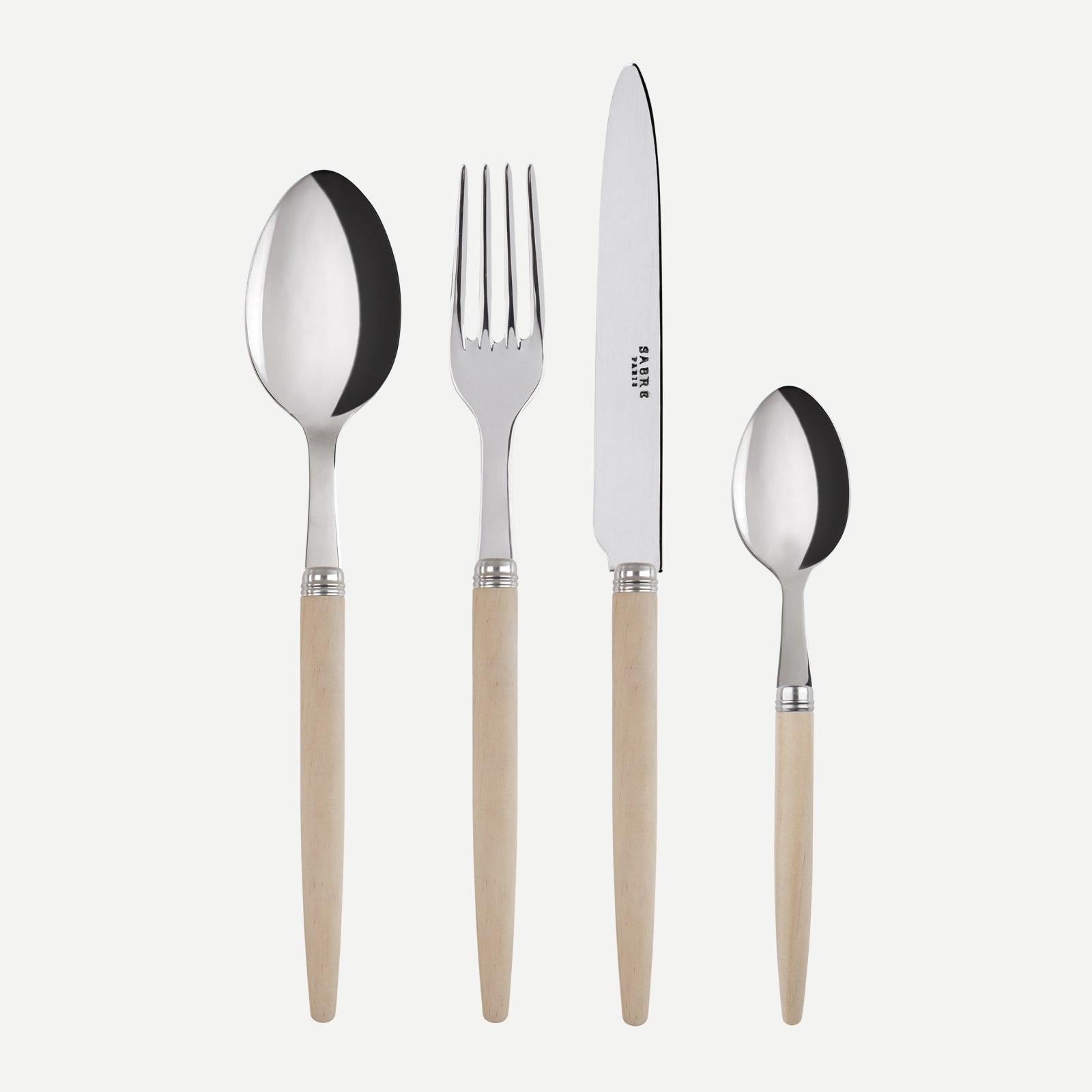 Jonc, Light wood - 4 pieces cutlery set