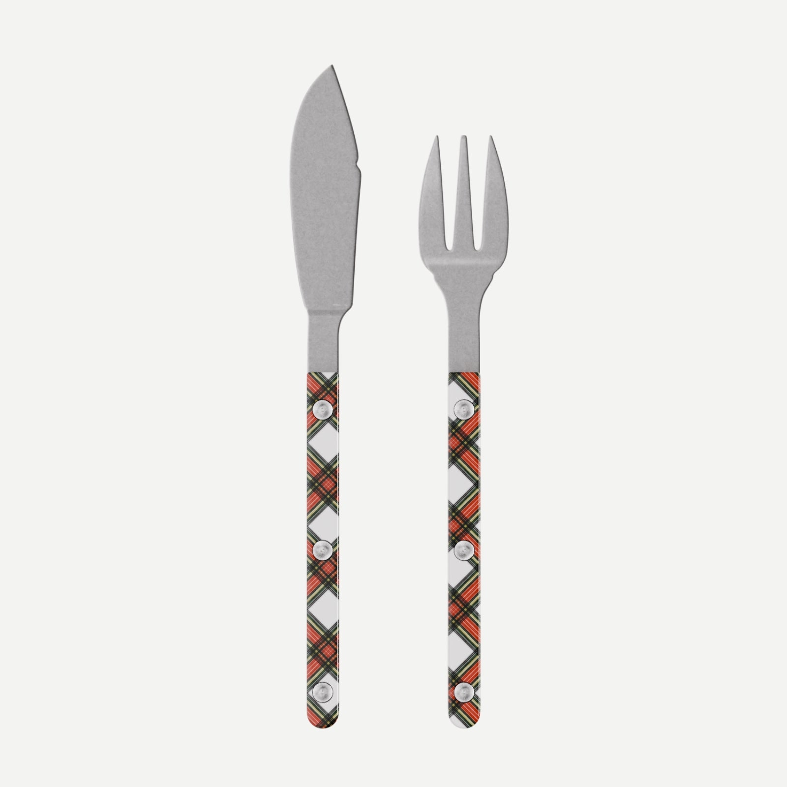 Bistrot Vintage Tartan, White - Fish set