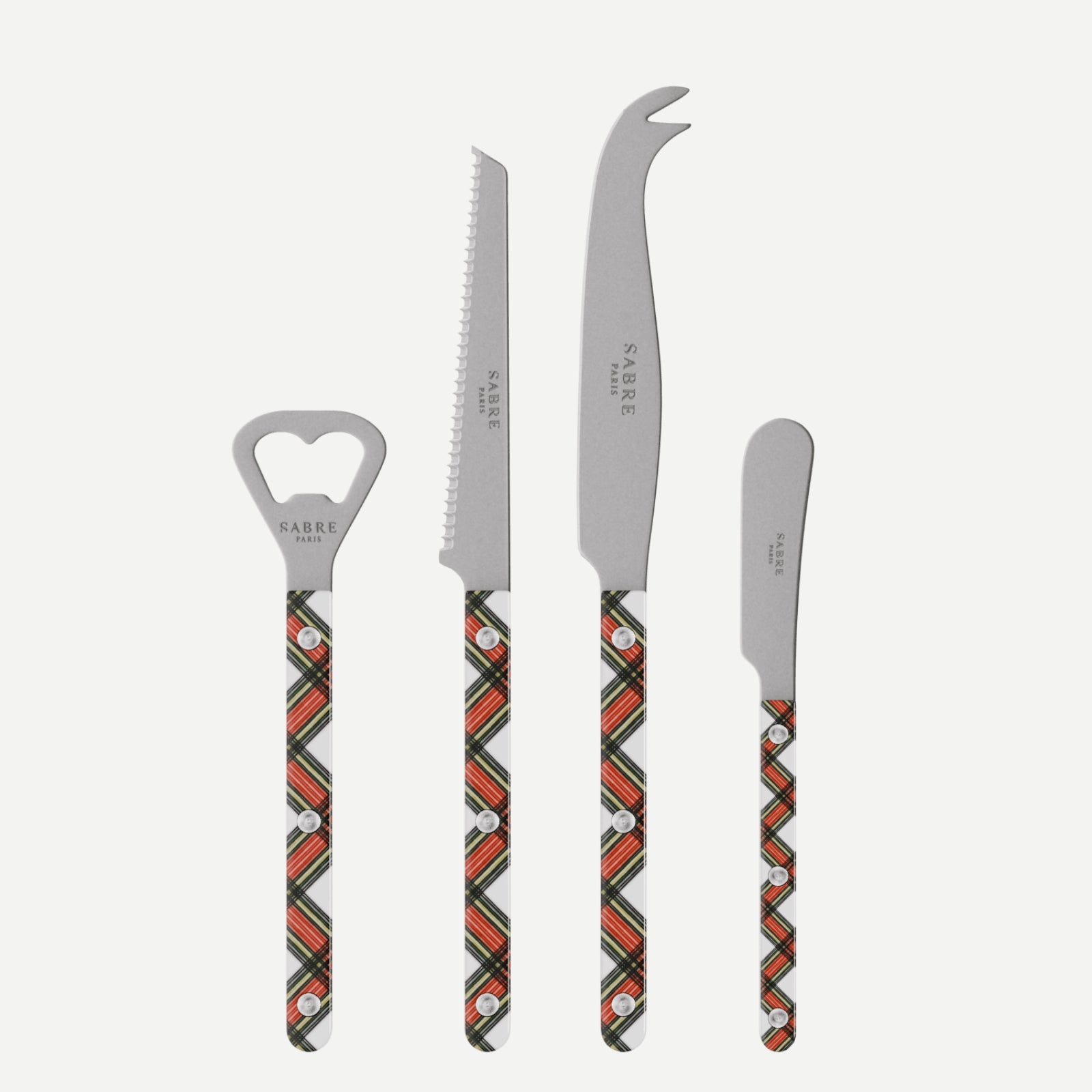 Coffret apéritif Bistrot Vintage Tartan, Blanc - Coffret apéritif Bistrot