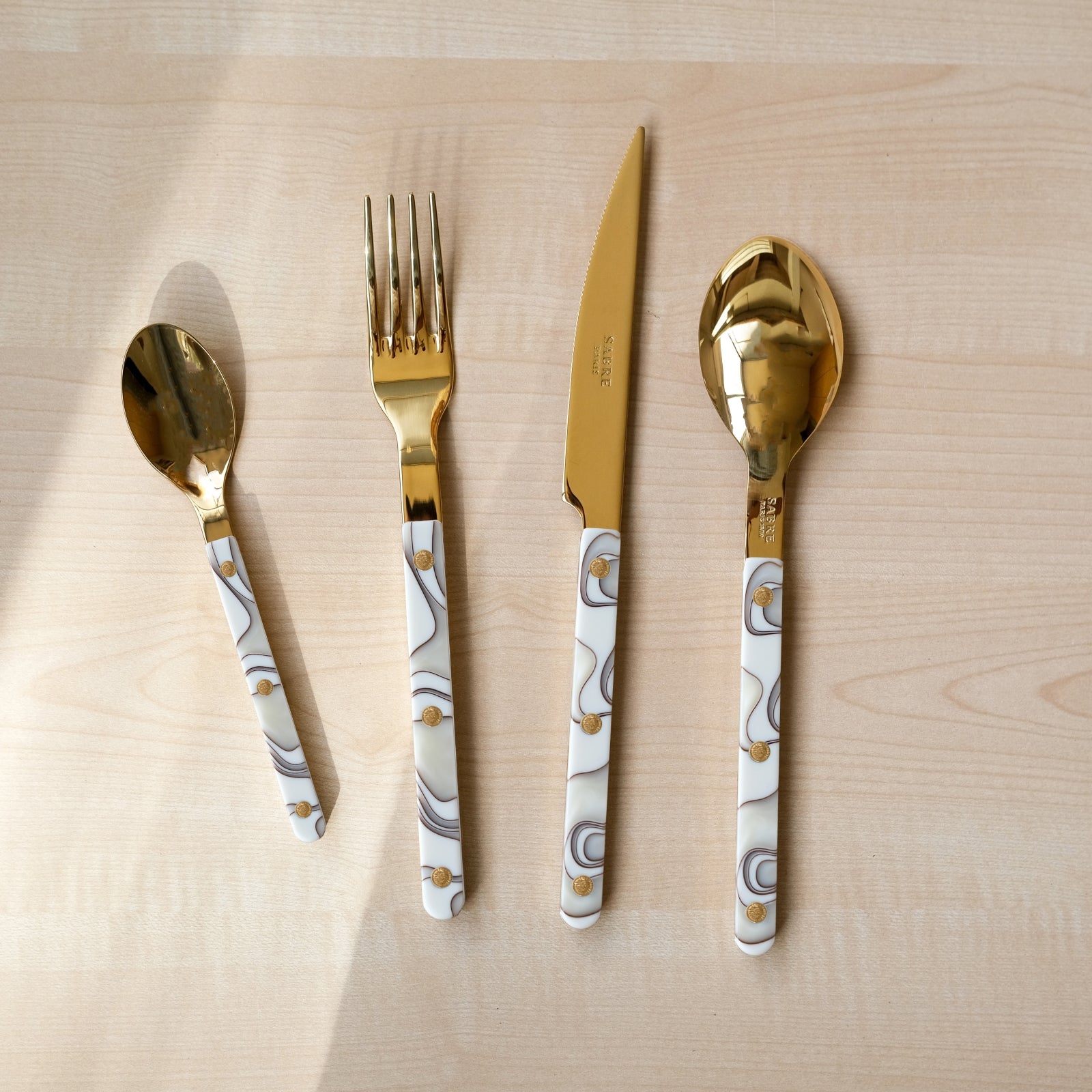 Bistrot Gold color Dune, Dune Ivory - 4 pieces cutlery set