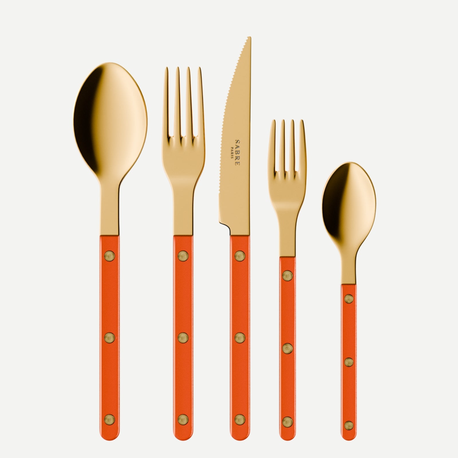 Bistrot Gold color Pearly, Orange - 5 pieces cutlery set