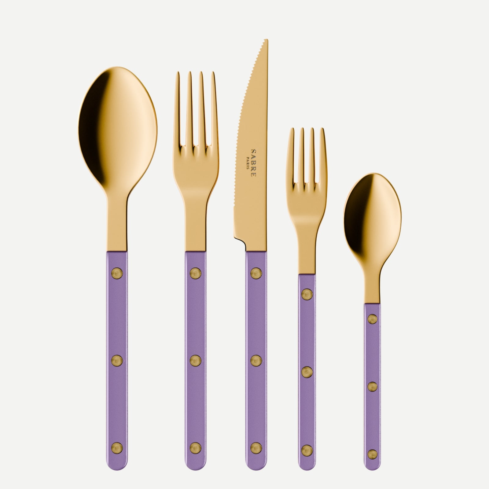Bistrot Gold color Pearly, Purple - 5 pieces cutlery set