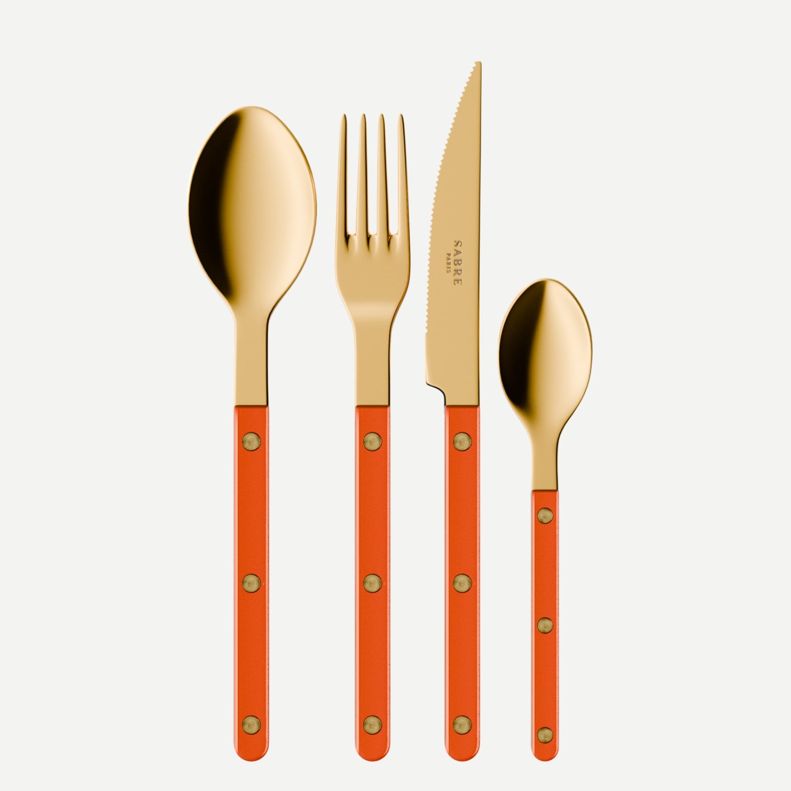 Bistrot Gold color Pearly, Orange - 24 pieces cutlery set