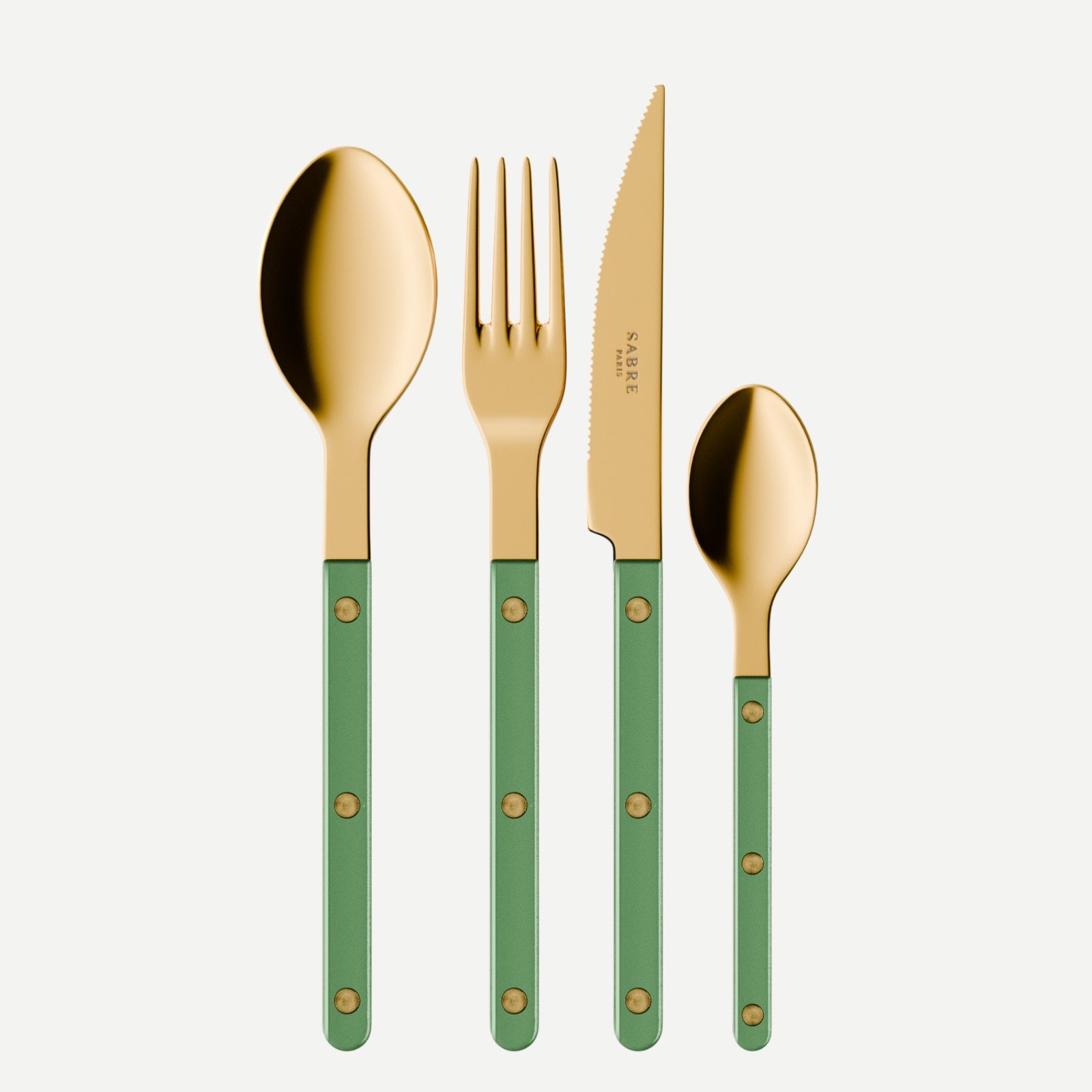 Bistrot Gold Pearly, Garden green - 4 pieces cutlery set
