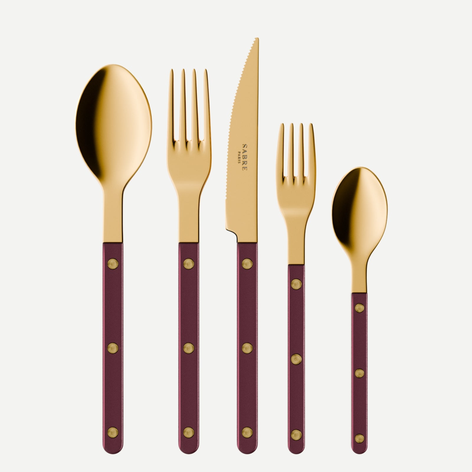 Bistrot Gold color Pearly, Aubergine - 20 pieces cutlery set