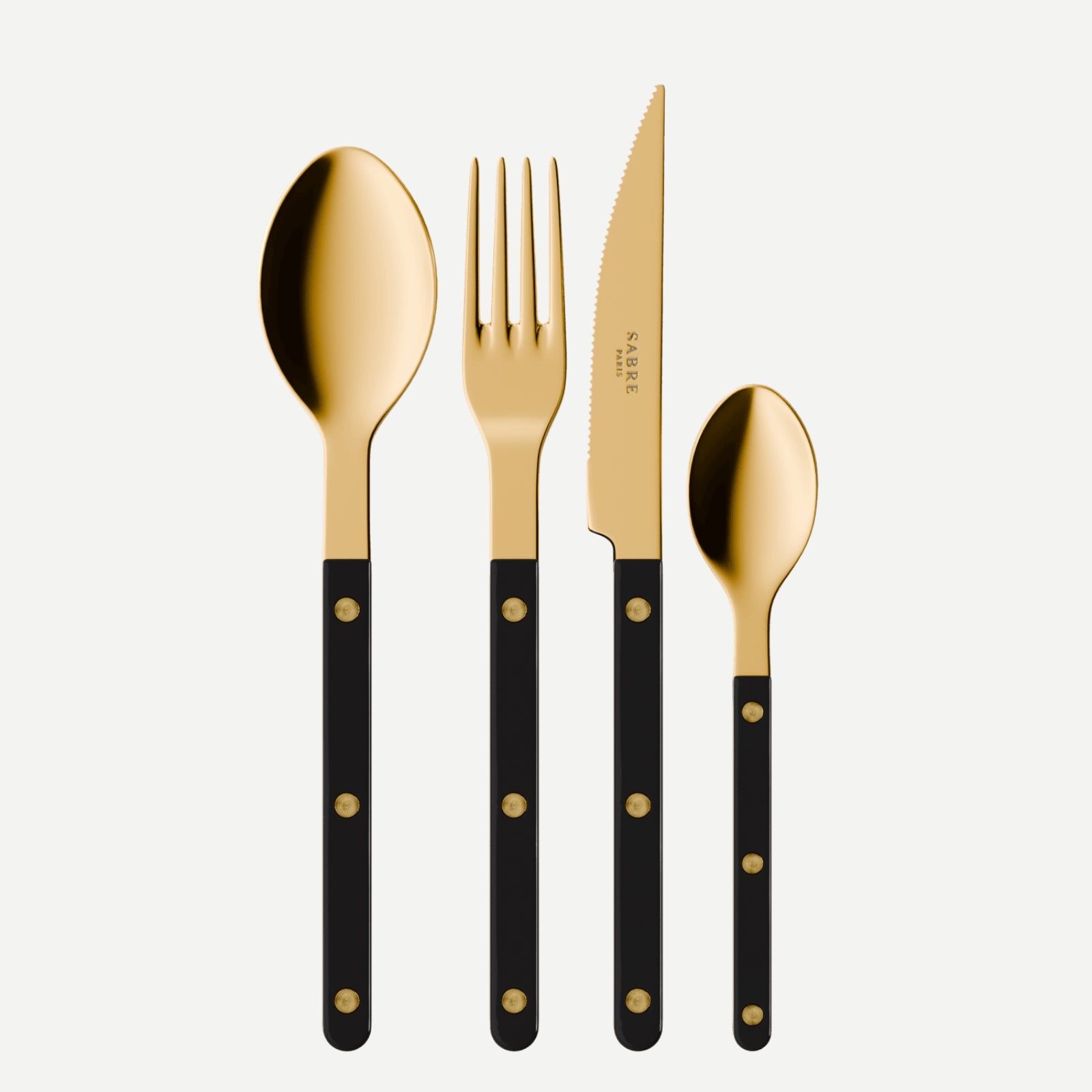 Bistrot Gold Solid, Black - 24 pieces cutlery set