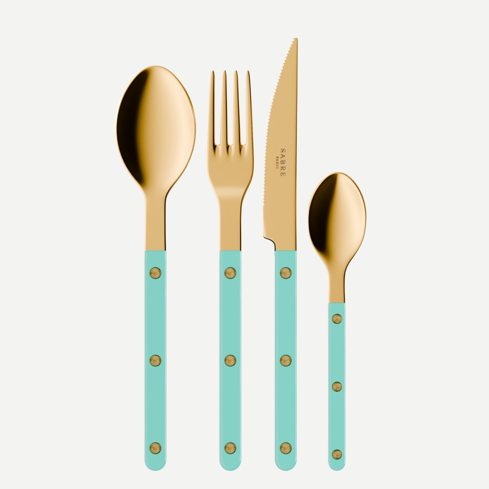 Bistrot Gold Solid, Turquoise - 24 pieces cutlery set