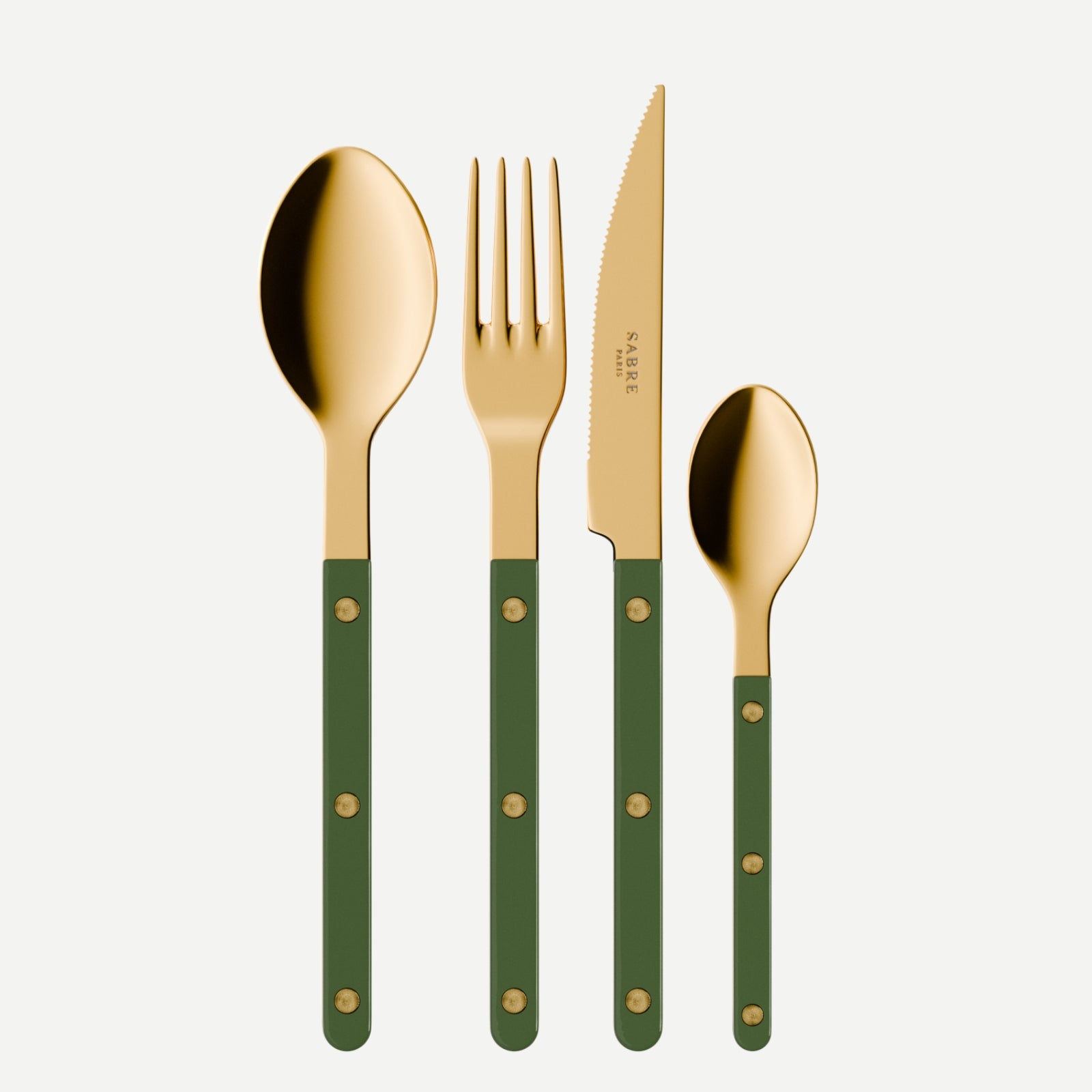 Bistrot Gold Solid, Green - 4 pieces cutlery set