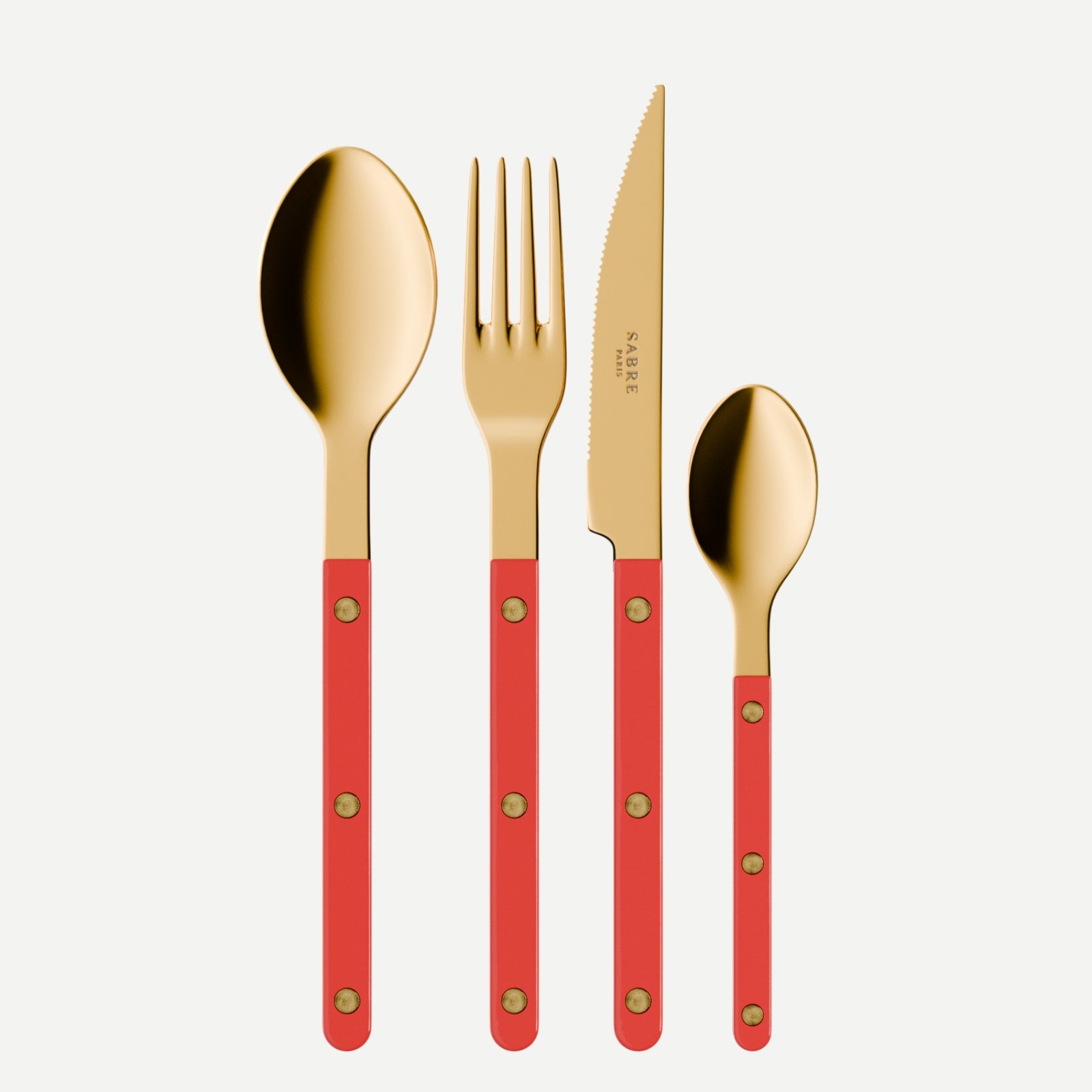 Bistrot Gold Solid, Red - 4 pieces cutlery set