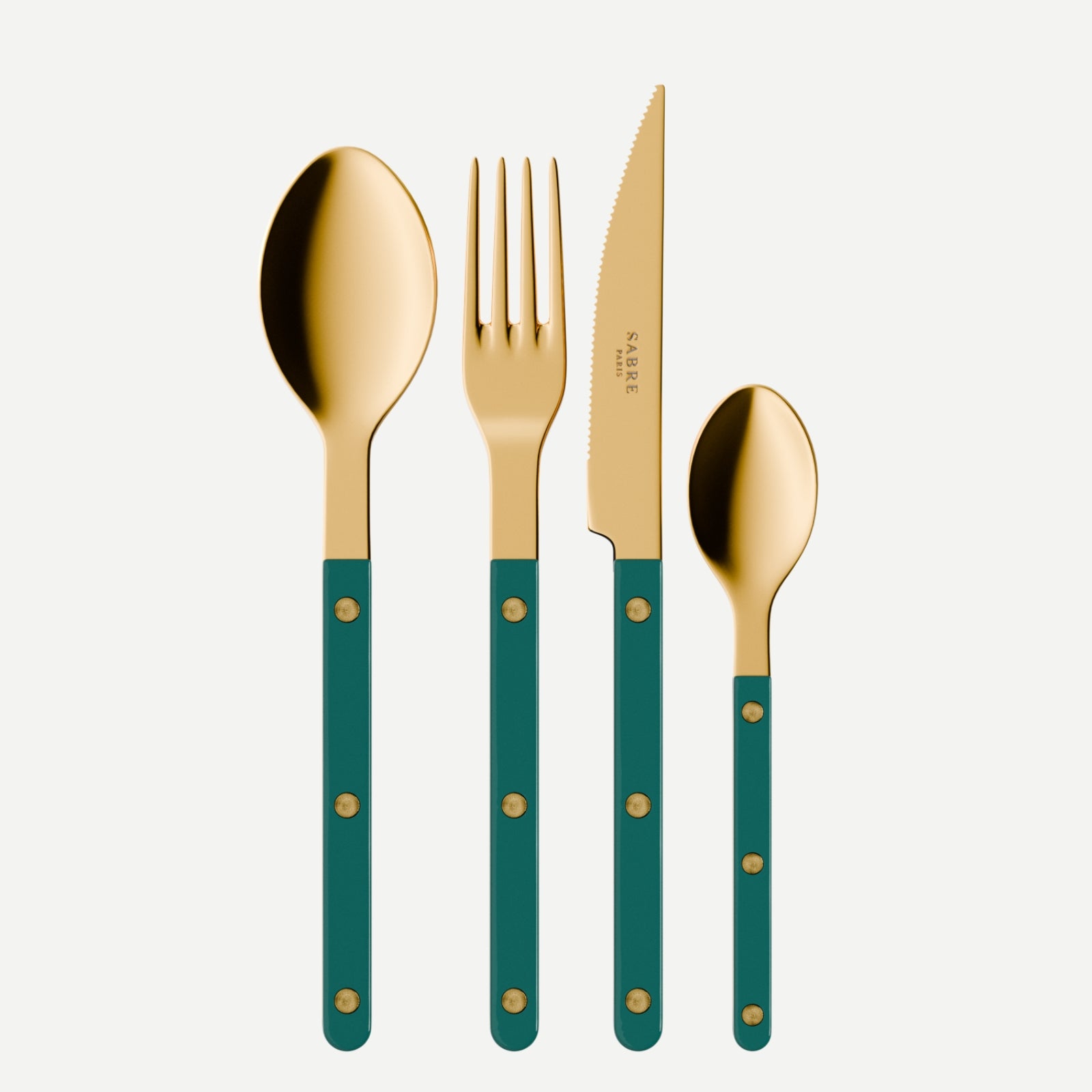Bistrot Gold Solid, Aquamarine - 4 pieces cutlery set