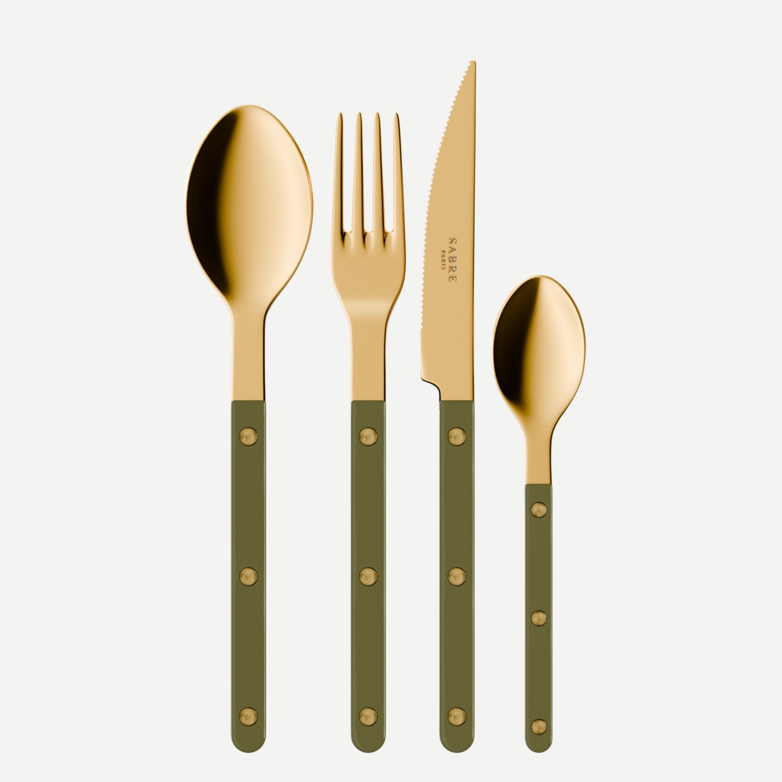 Bistrot Gold Solid, Green fern - 4 pieces cutlery set