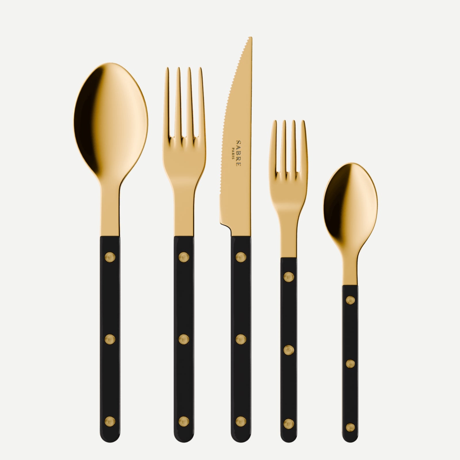 Bistrot Gold Solid, Black - 20 pieces cutlery set