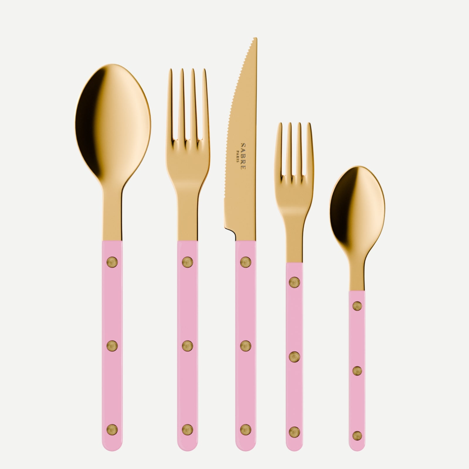 Bistrot Gold Solid, Pink - 20 pieces cutlery set
