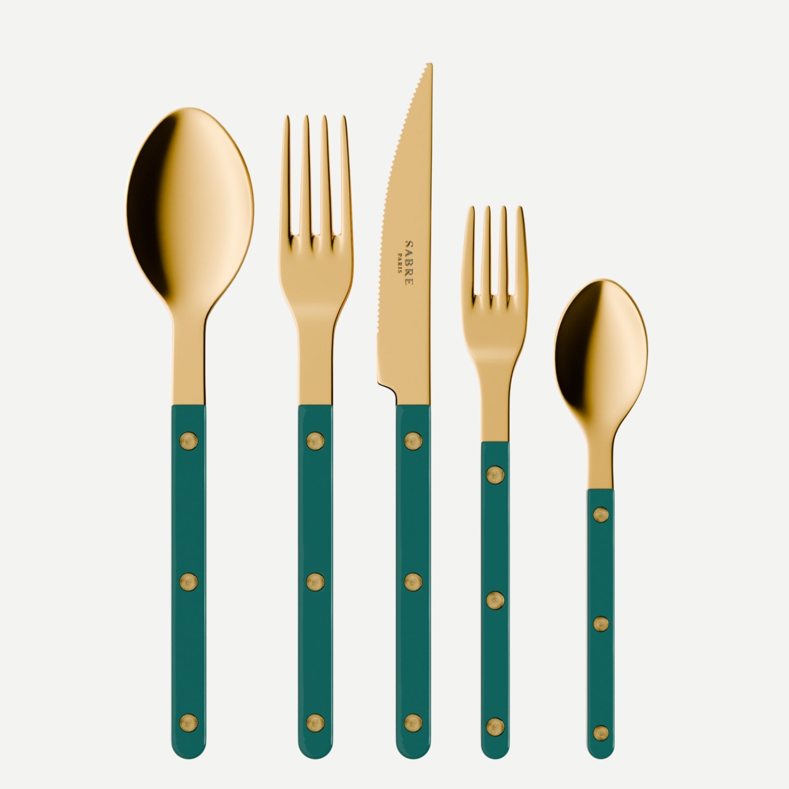 Bistrot Gold Solid, Aquamarine - 20 pieces cutlery set