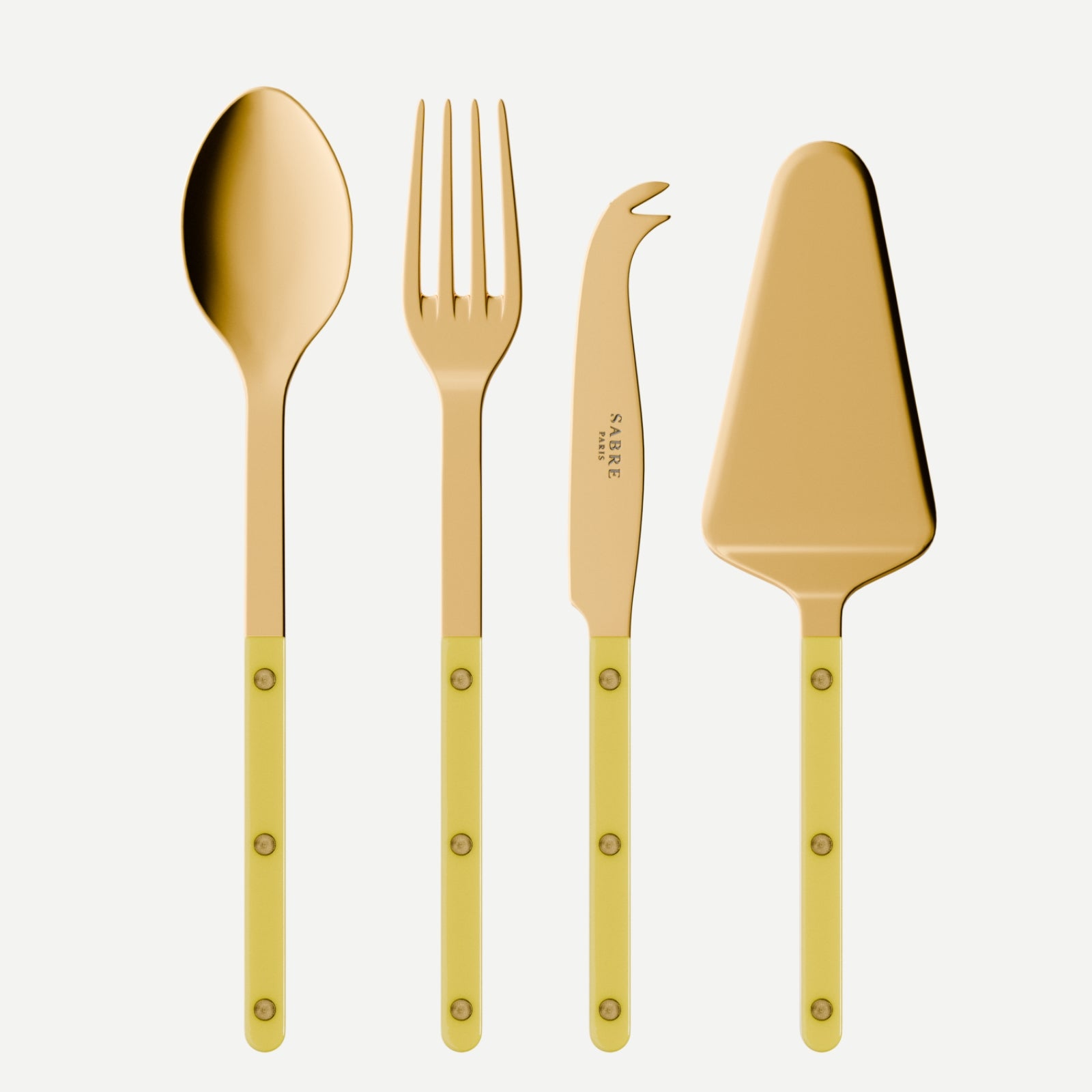 Bistrot Gold Solid, Jaune - Ensemble de 4 pièces de service indispensables pour les amateurs de bistrot
