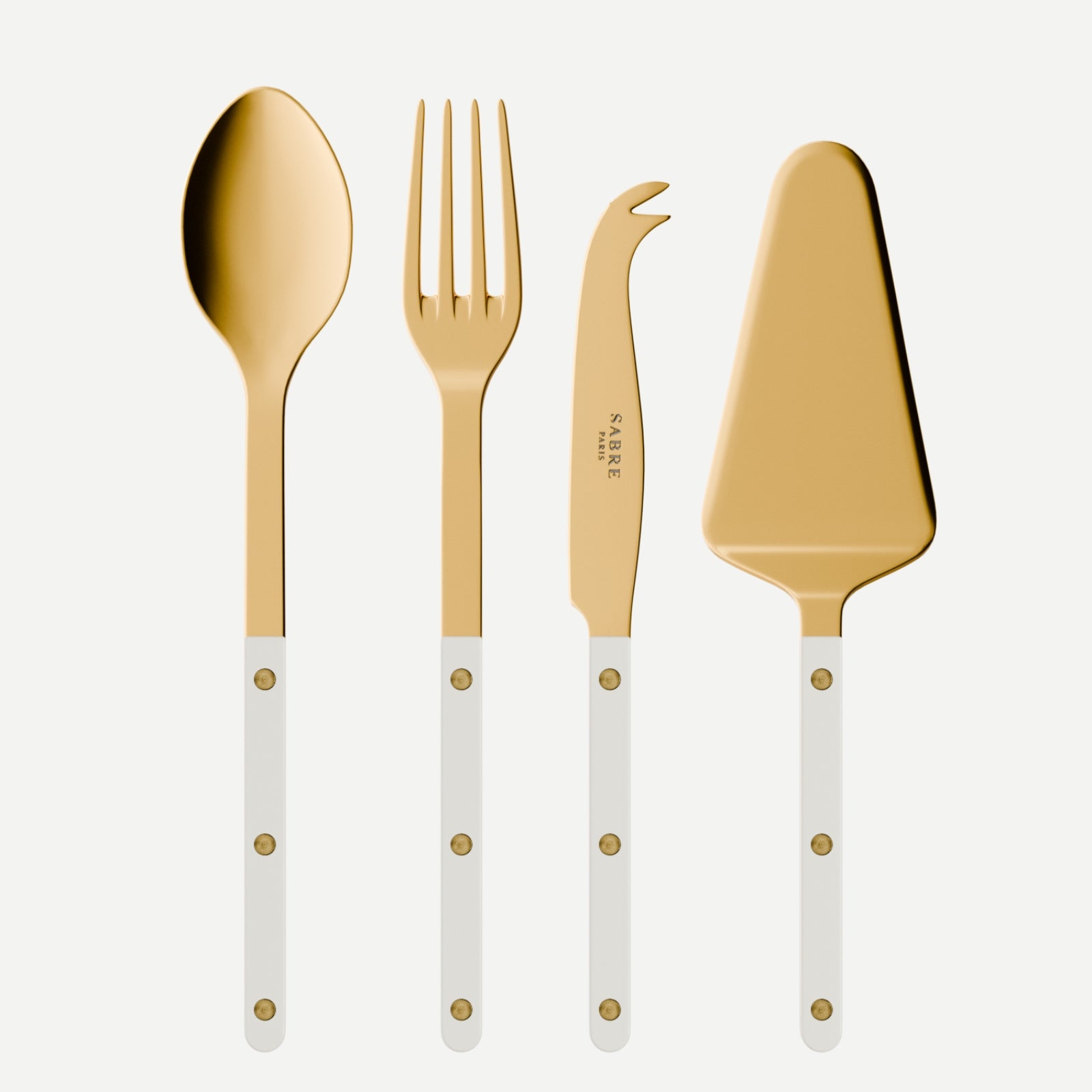 Bistrot Gold Solid, Blanc - Ensemble de 4 pièces de service indispensables pour un bistrot